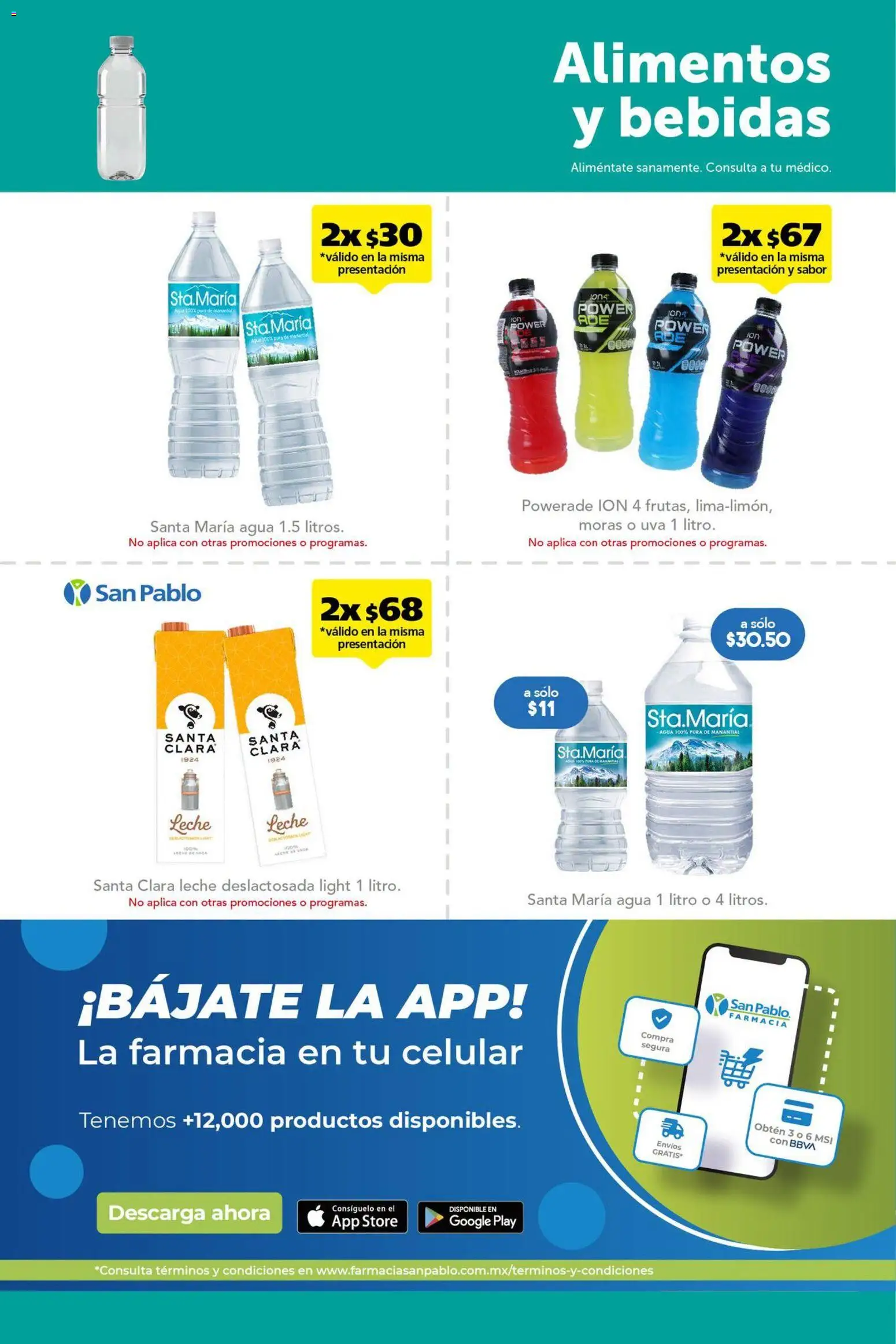 Nuevas ofertas de Farmacia San Pablo válidas en toda la República Mexicana desde el 27/09/2026. ¡Encuentra las mejores ofertas en Farmacia San Pablo catálogo! | Página: 11 | Productos: Agua, Leche, Uva, Bebidas