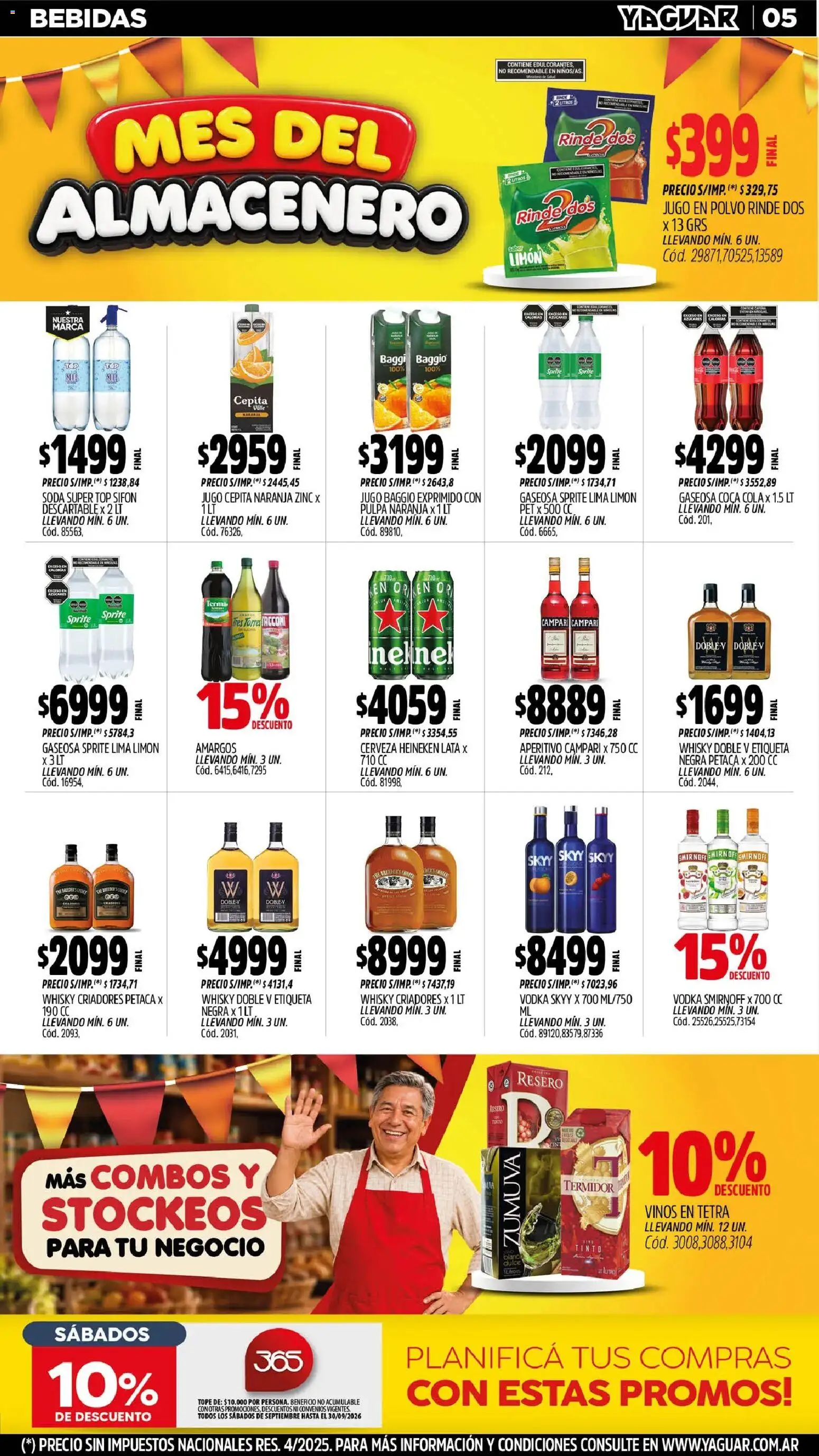 Yaguar - Oferta Semanal Neuquen │ válido desde el 31/08/2026 | Página: 5 | Productos: Soda, Heineken, Limón, Cerveza