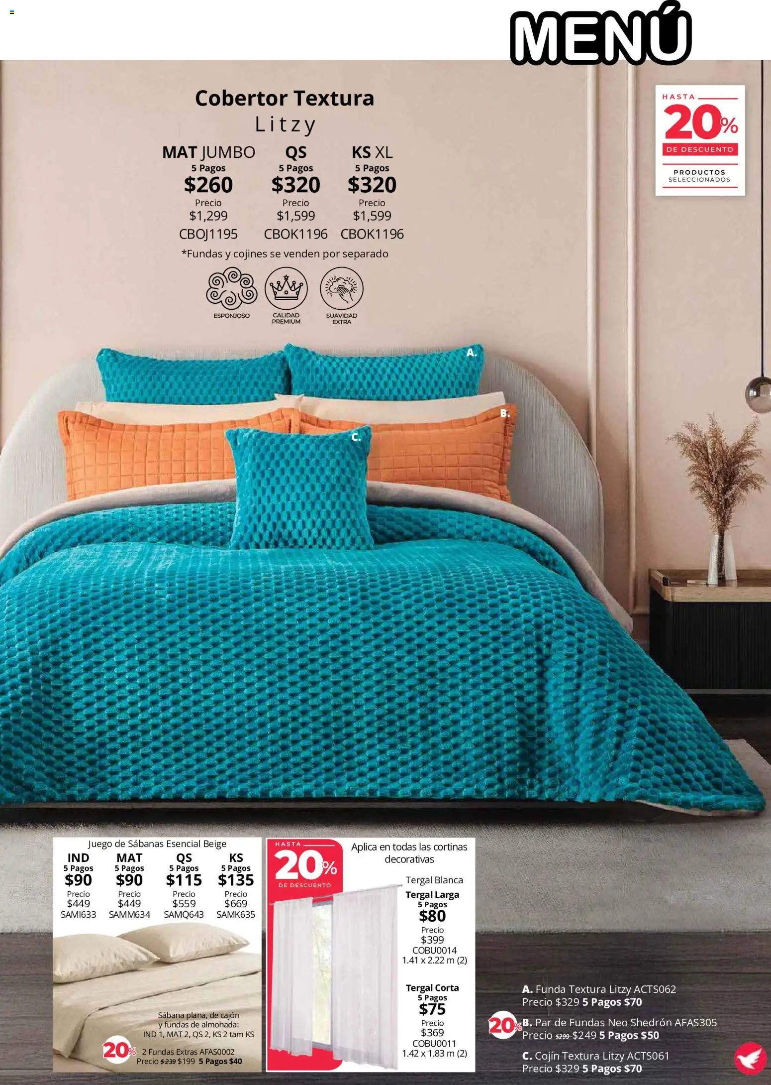 Nuevas ofertas de Colchas Concord válidas en toda la República Mexicana desde el 01/08/2026. ¡Encuentra las mejores ofertas en Colchas Concord catálogo Colección Cobertor! | Página: 65 | Productos: Cobertor, Almohada, Sabanas, Cortinas
