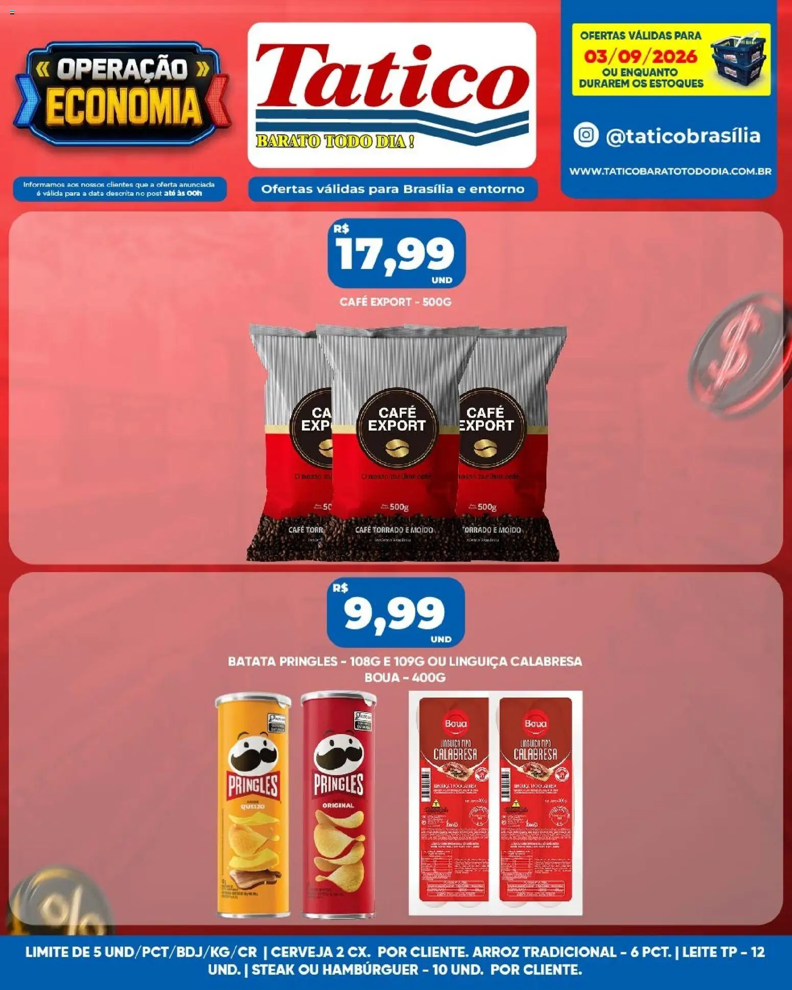 Tatico Folheto - válido de 03/09/2026 | Página: 9 | Produtos: Linguiça, Leite, Arroz, Hambúrguer