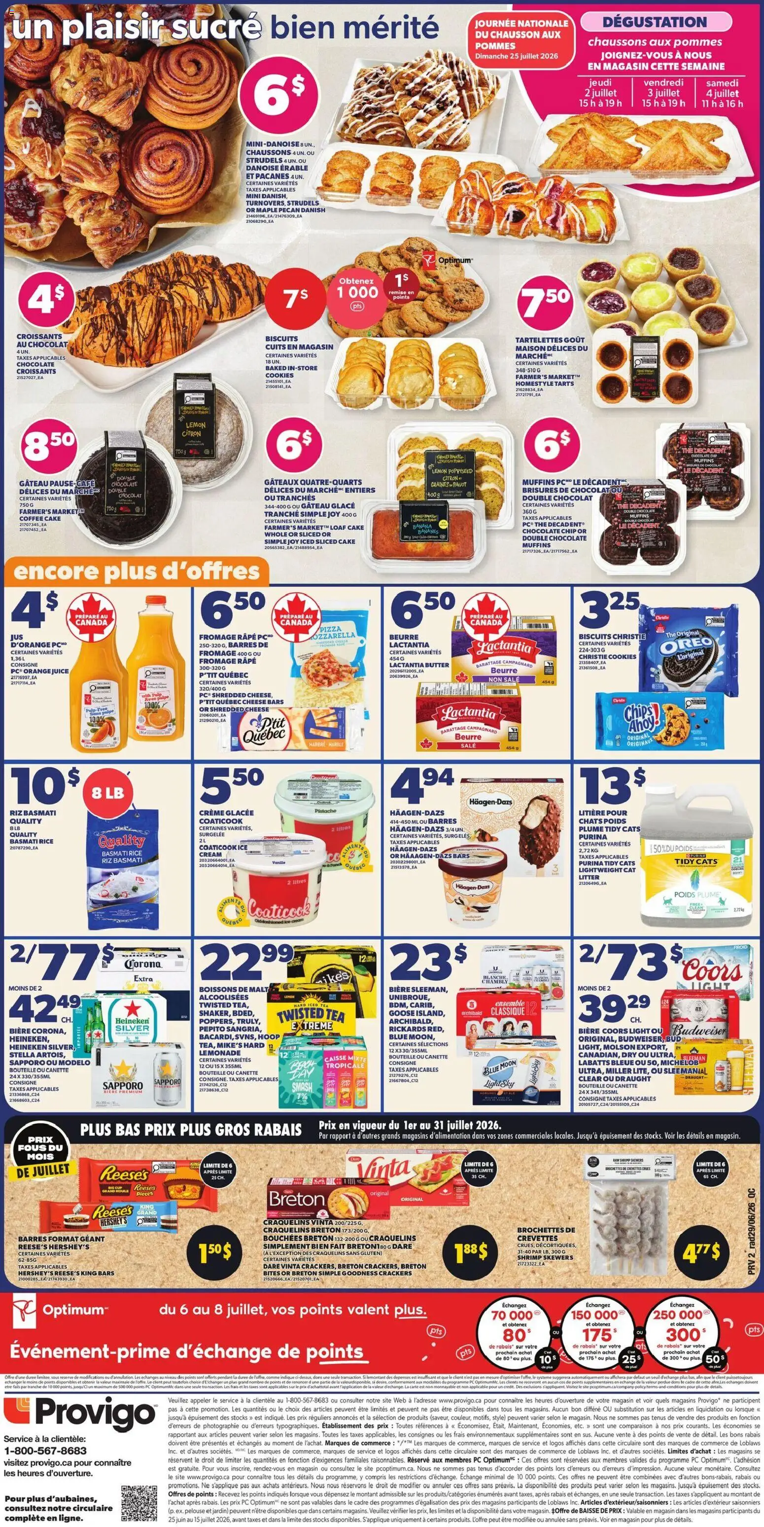 Provigo flyer valid from Jul 2, 2026 | Page: 3 | Products: Ice cream, PC, Butter, Coffee