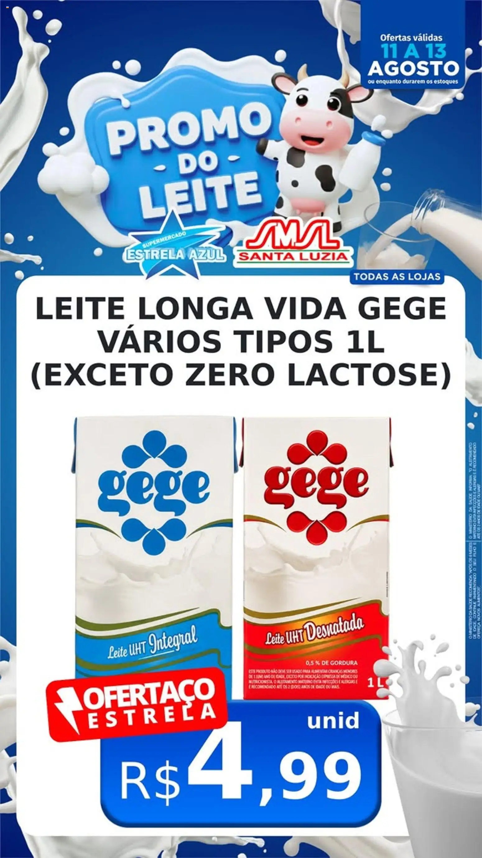 Estrela Azul Folheto - válido de 11/08/2026 | Página: 1 | Produtos: Leite longa vida, Leite