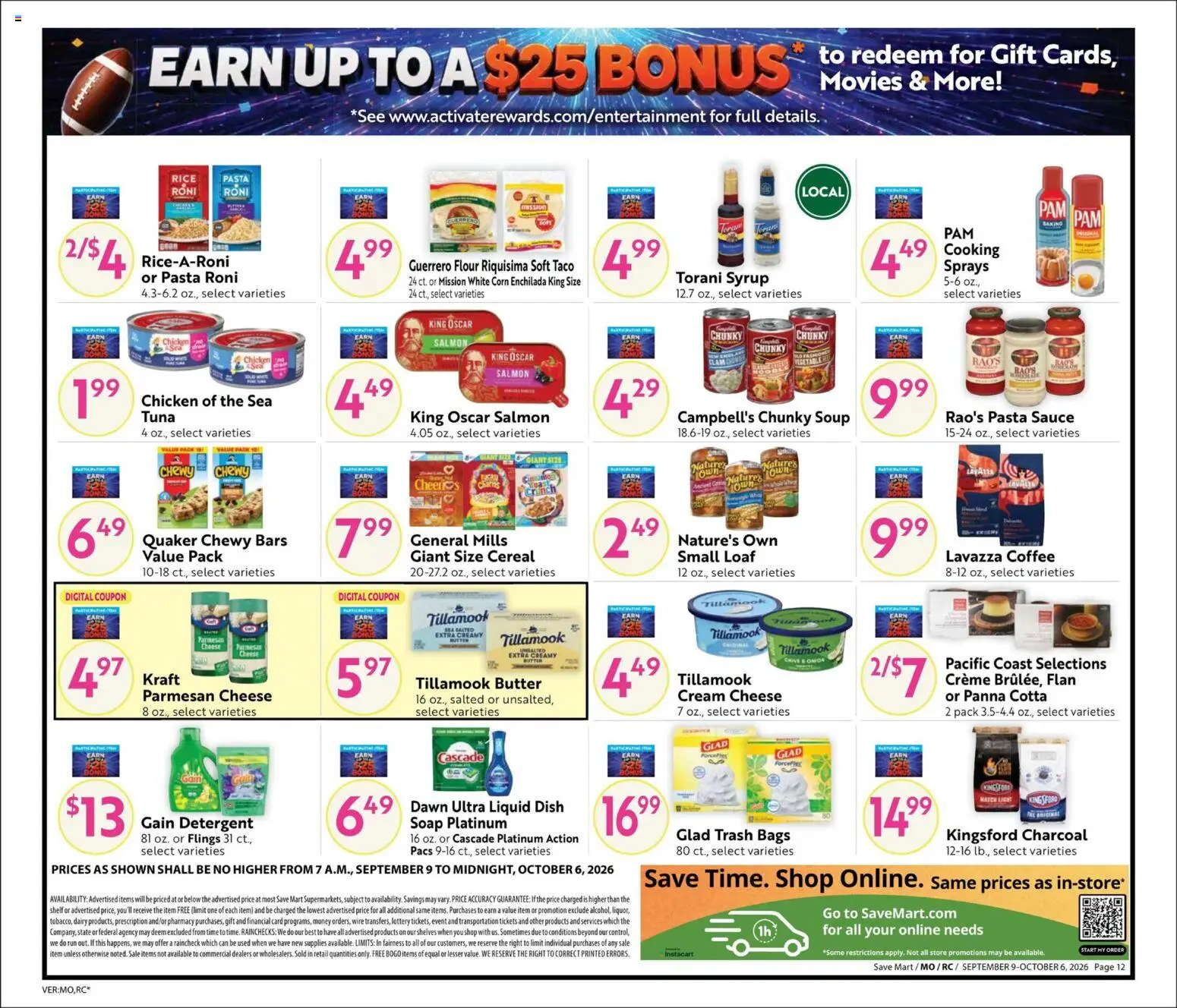Save Mart Online Savings Guide - valid from 09/09/2026 | Page: 12 | Products: Corn, Butter, Sauce, Salmon