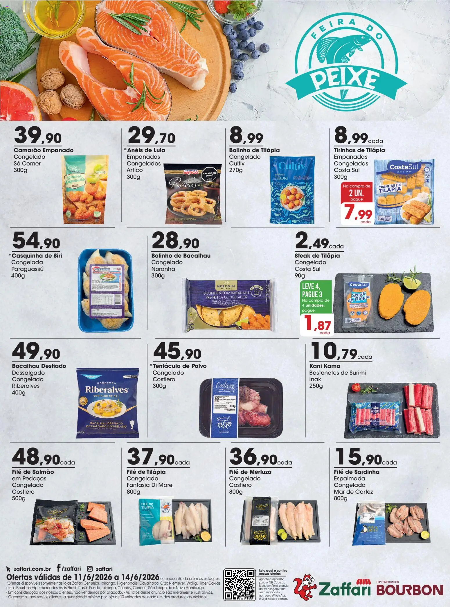 Zaffari Folheto - válido de 11.06.2026 | Página: 2 | Produtos: Salmão, Camarão, Lula, Fantasia