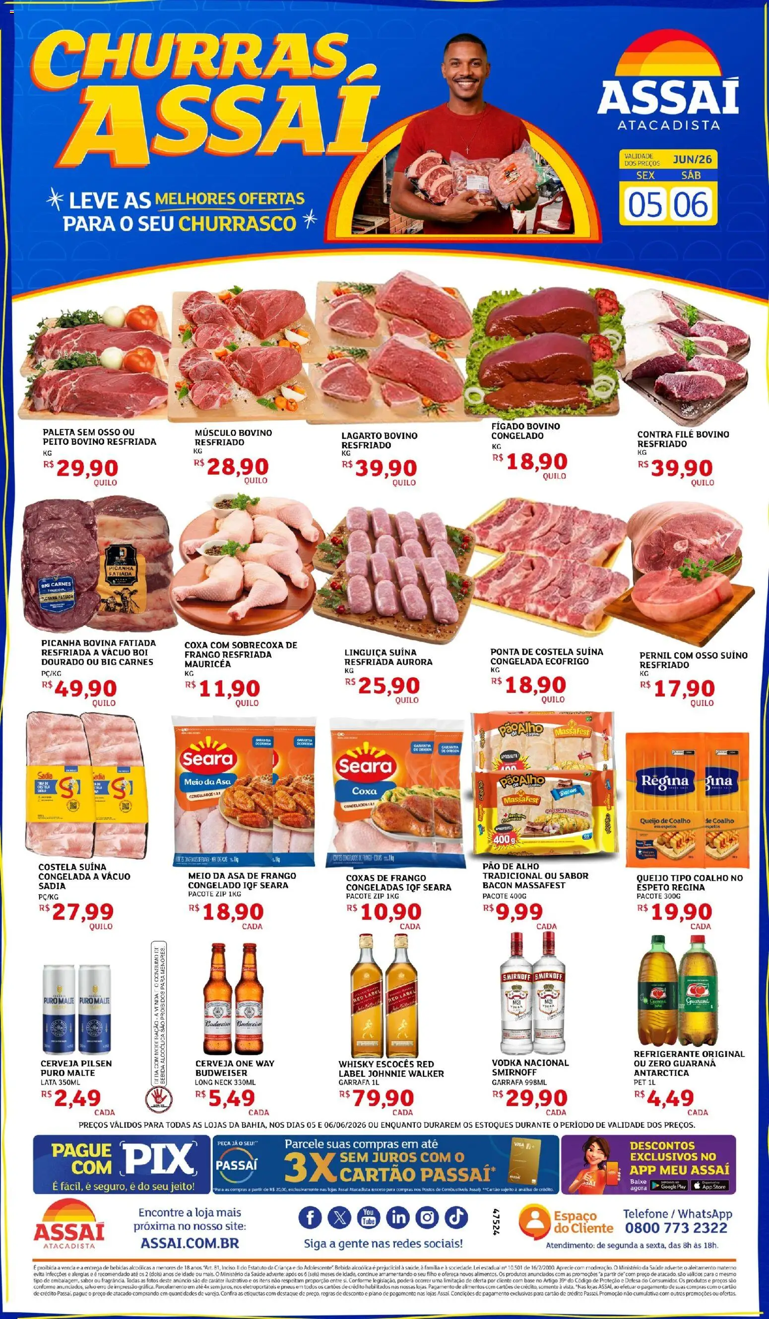 Assaí Atacadista Folheto - válido de 05.06.2026 | Página: 1 | Produtos: Guaraná, Asa de frango, Cerveja, Bebida