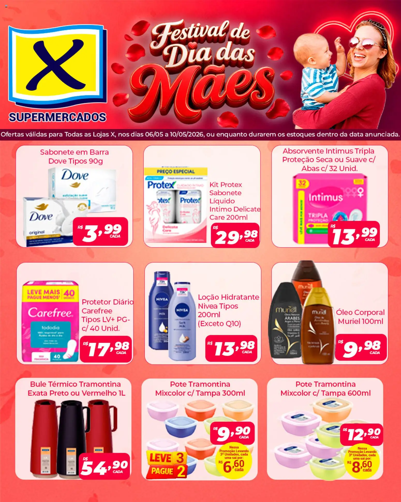 X Supermercados Folheto - válido de 06.05.2026 | Página: 3 | Produtos: Óleo, Sabonete, Dove, Absorvente