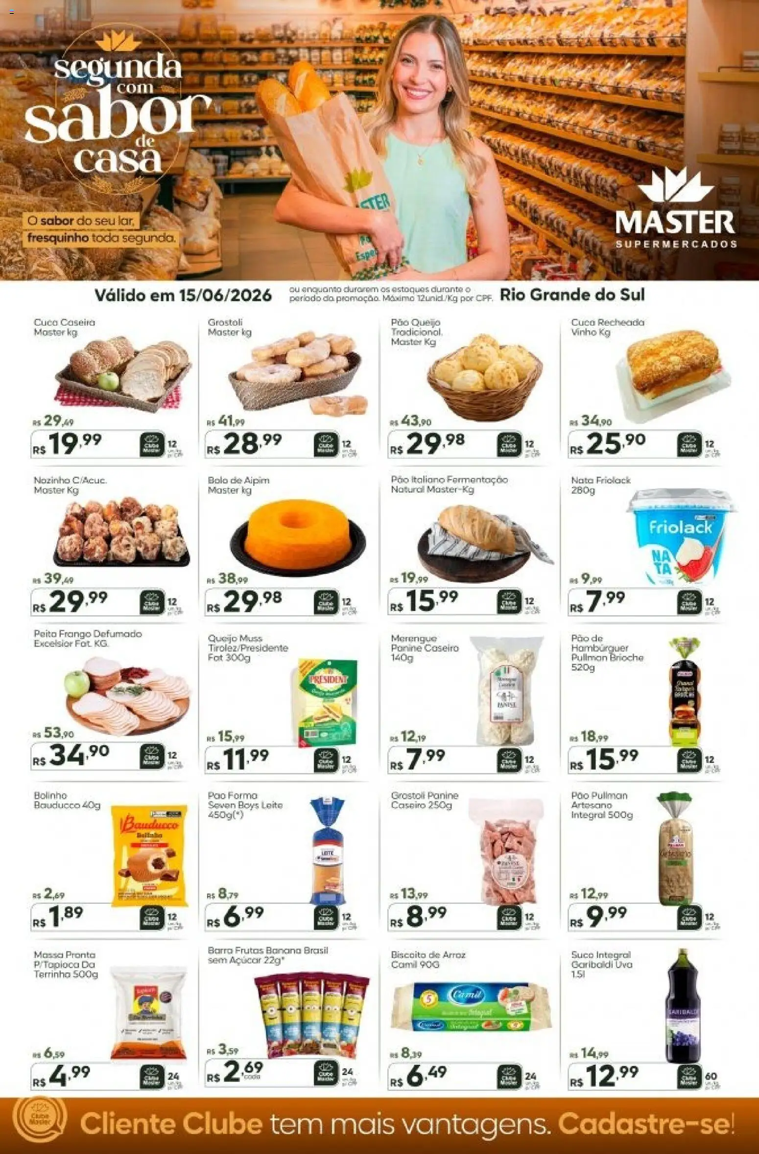 Master Folheto - válido de 15.06.2026 | Página: 1 | Produtos: Leite, Queijo, Bolo, Açúcar