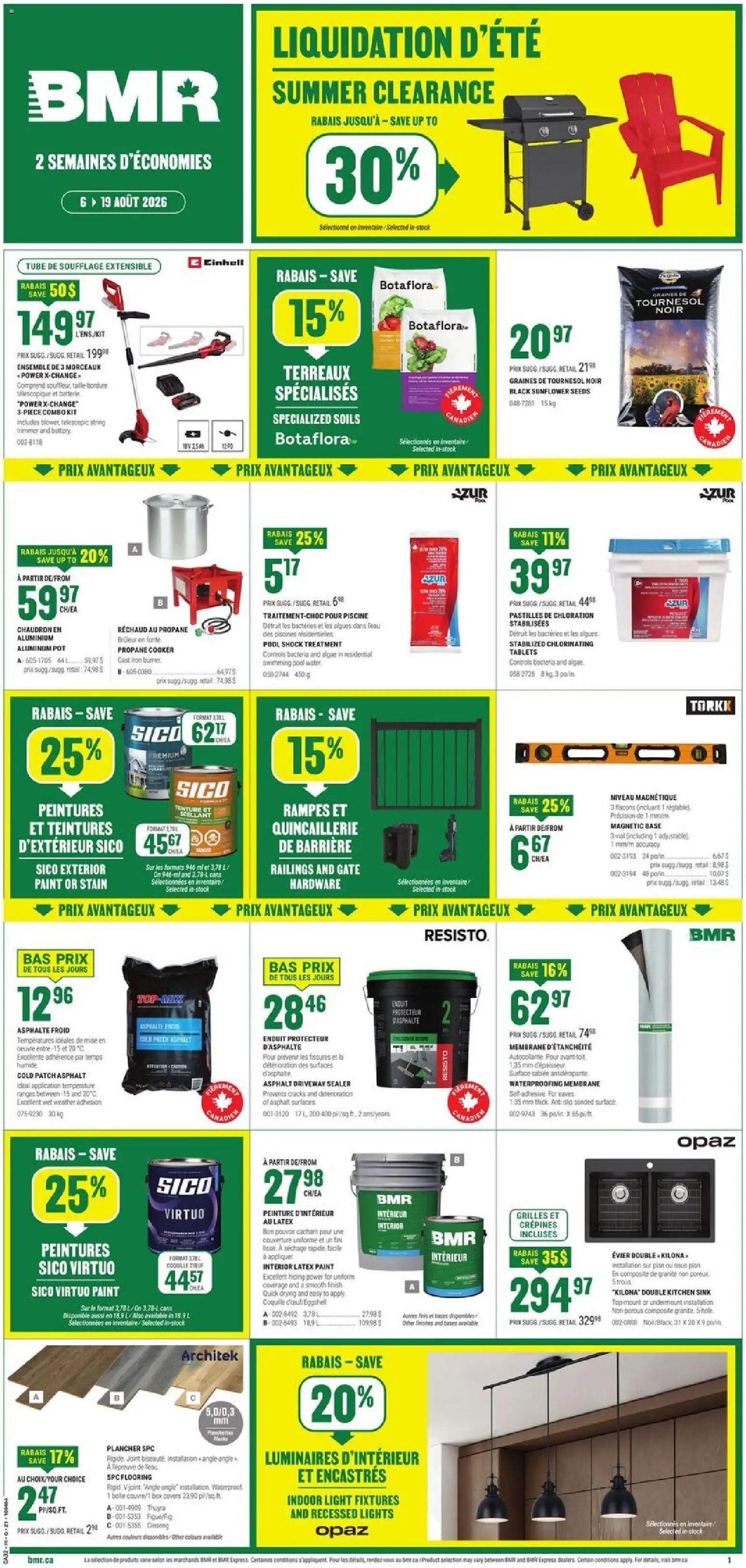 BMR flyer valid from Aug 6, 2026 | Page: 1 | Products: Iron, Cooker, Box, Battery