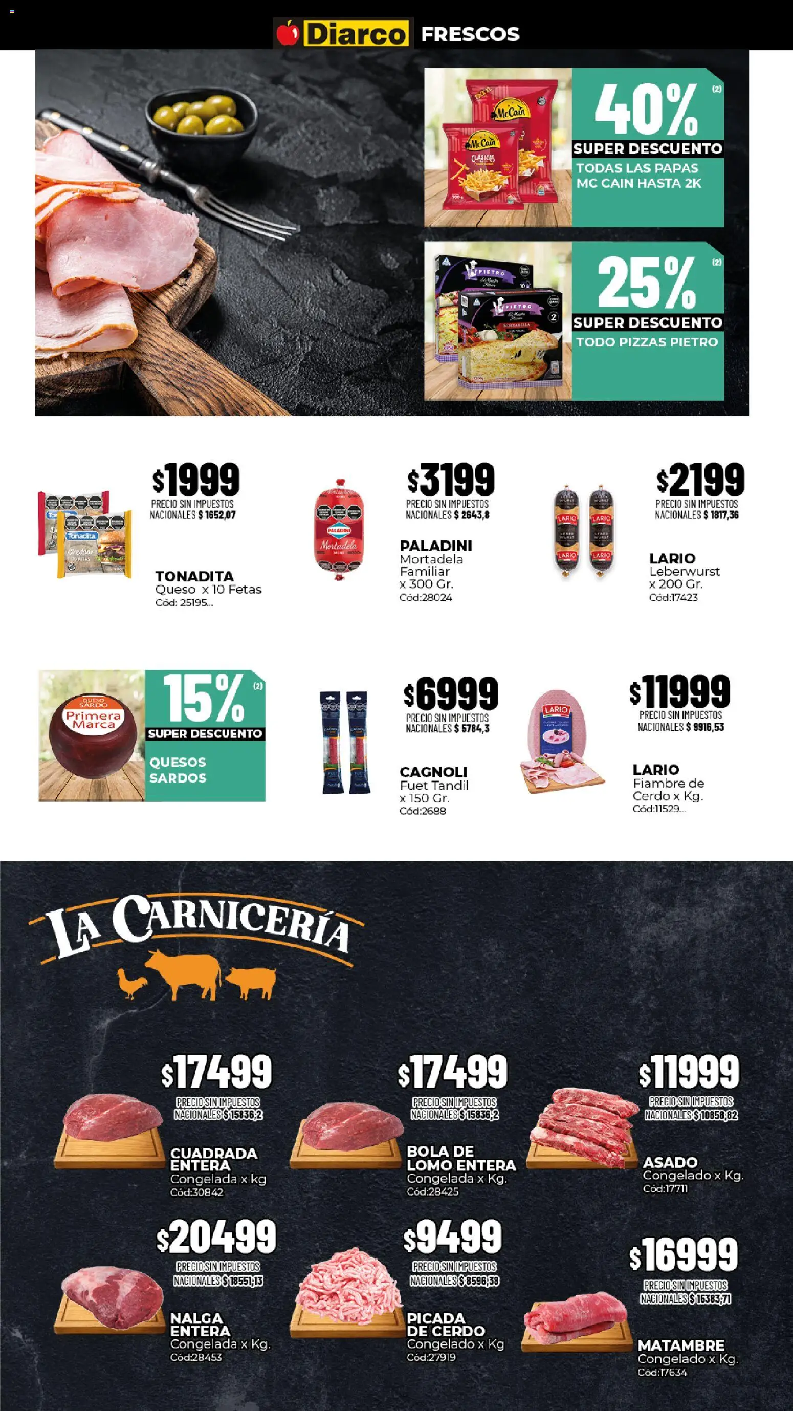 Diarco - Ofertas Interior │ válido desde el 03/08/2026 | Página: 10 | Productos: Lomo, Mortadela, Papas, Cerdo