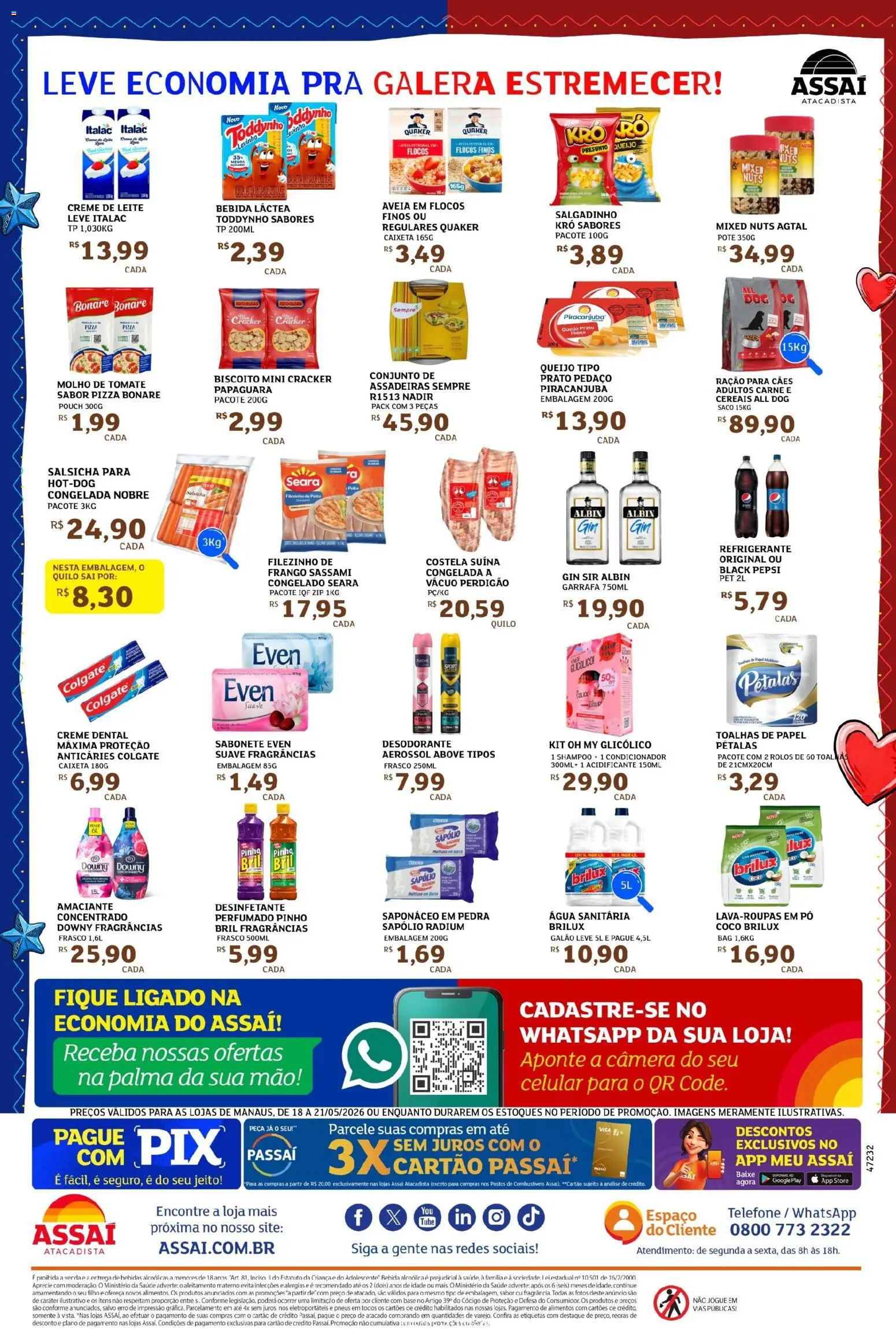Assaí Atacadista Folheto - válido de 18.05.2026 | Página: 2 | Produtos: Carne, Flocos, Creme de leite, Creme dental