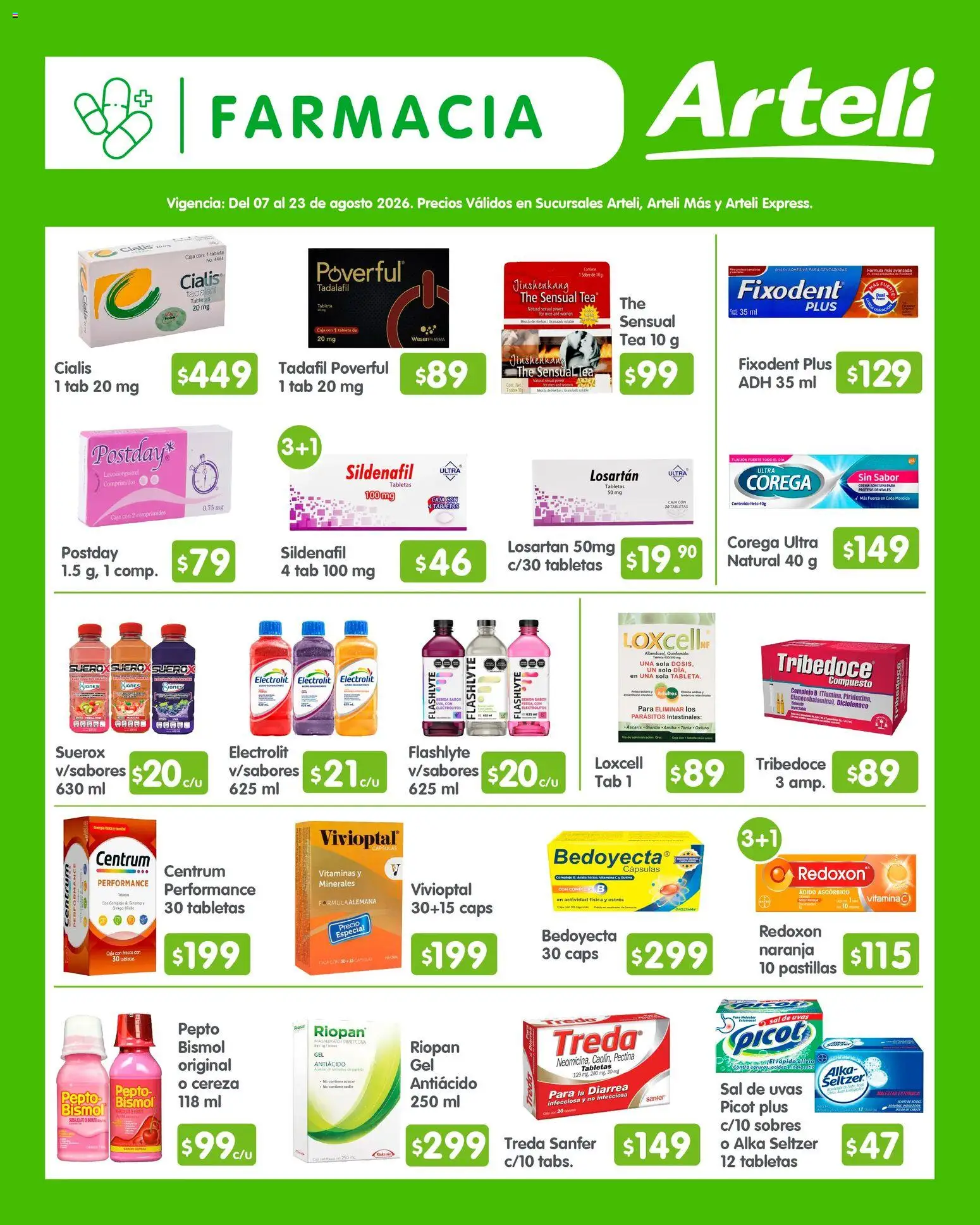 Nuevas ofertas de Arteli válidas en toda la República Mexicana desde el 07/08/2026. ¡Encuentra las mejores ofertas en Arteli folleto Quincenal! | Página: 10 | Productos: Sal, Vitaminas, Caja, Tableta