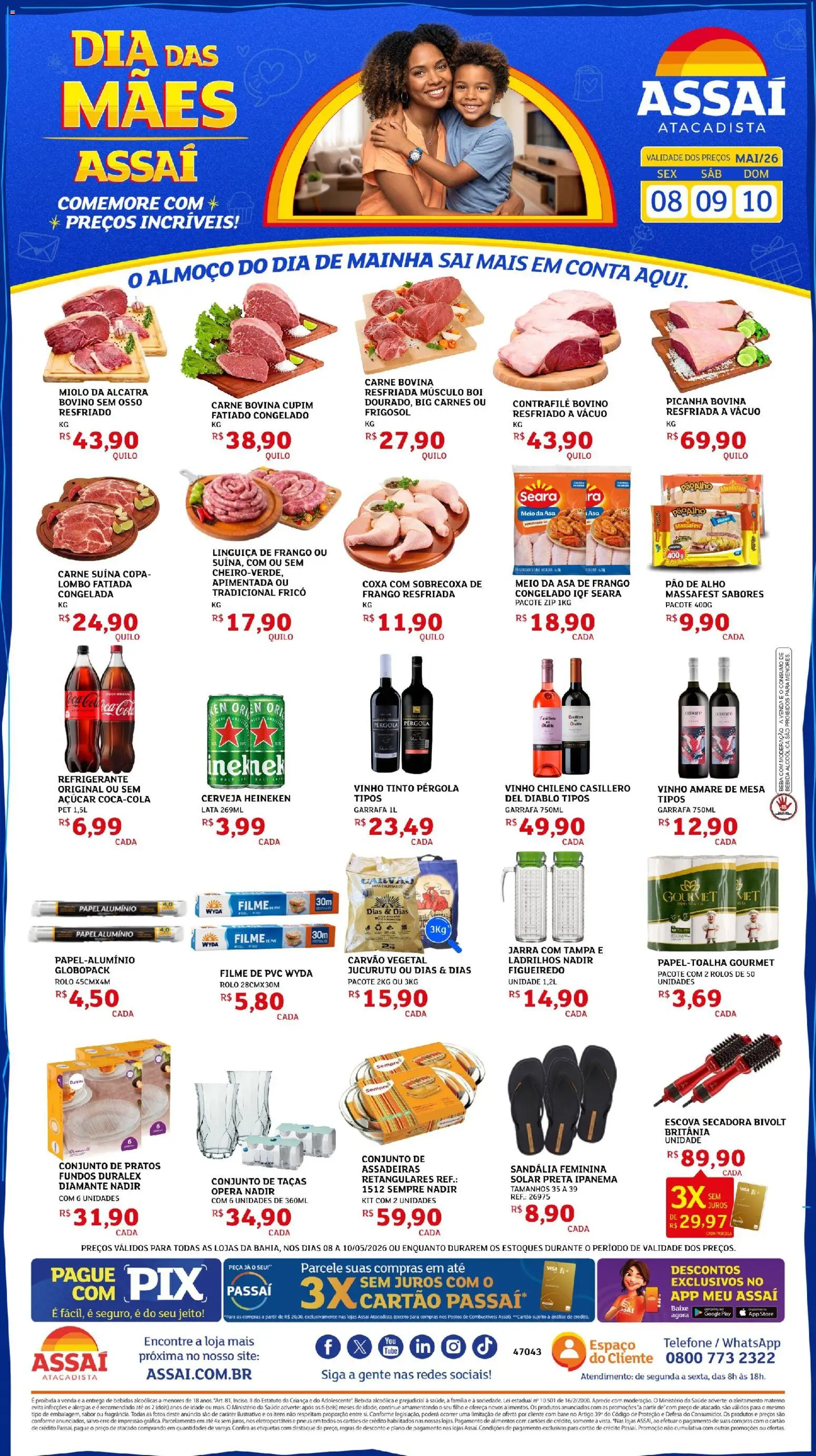 Assaí Atacadista Folheto - válido de 08.05.2026 | Página: 1 | Produtos: Carvão vegetal, Mesa, Picanha, Refrigerante