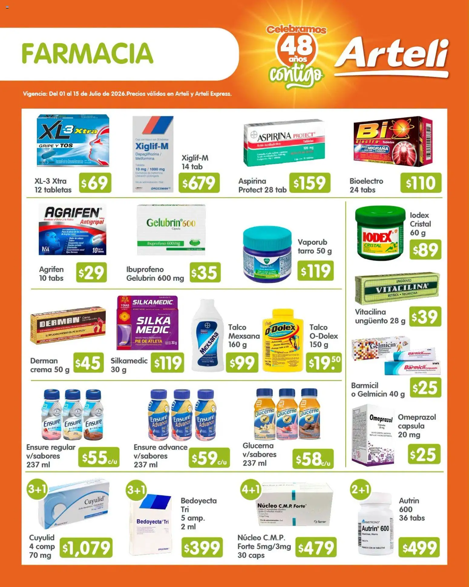 Nuevas ofertas de Arteli válidas en toda la República Mexicana desde el 01/07/2026. ¡Encuentra las mejores ofertas en Arteli folleto Quincenal! | Página: 10 | Productos: Frasco, Antigripal, Caja, Tableta