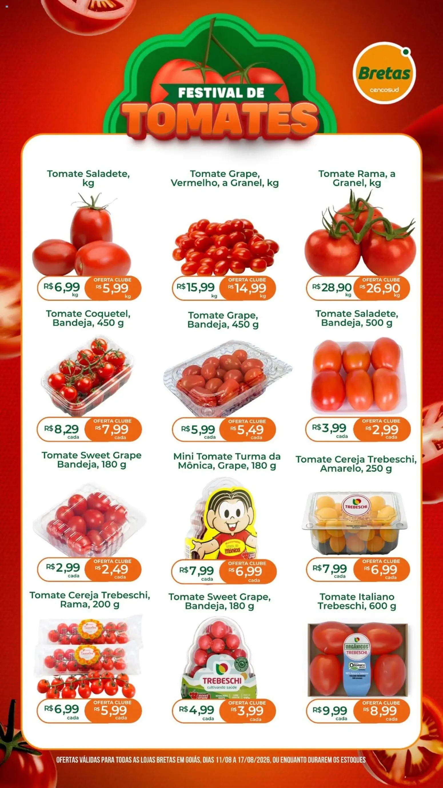 Bretas Folheto - válido de 11/08/2026 | Página: 1 | Produtos: Cereja, Tomate, Tomates