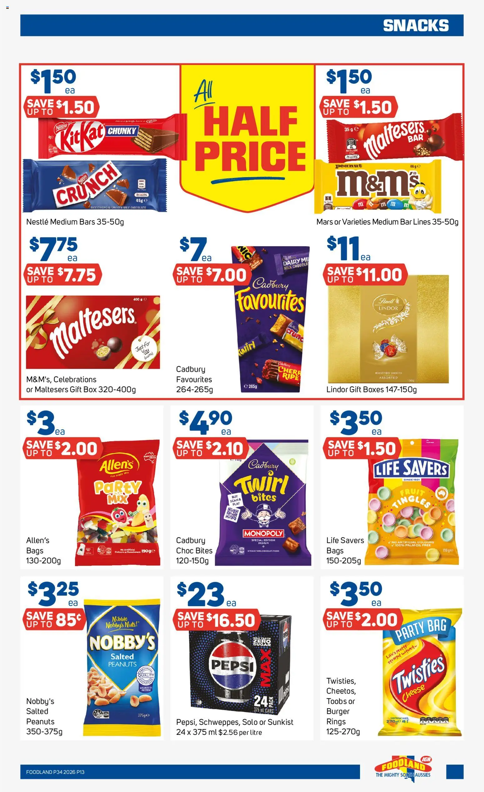 Foodland catalogue - valid from 19/08/2026 | Page: 13 | Products: Snacks, Fruit, Ice, Lindor