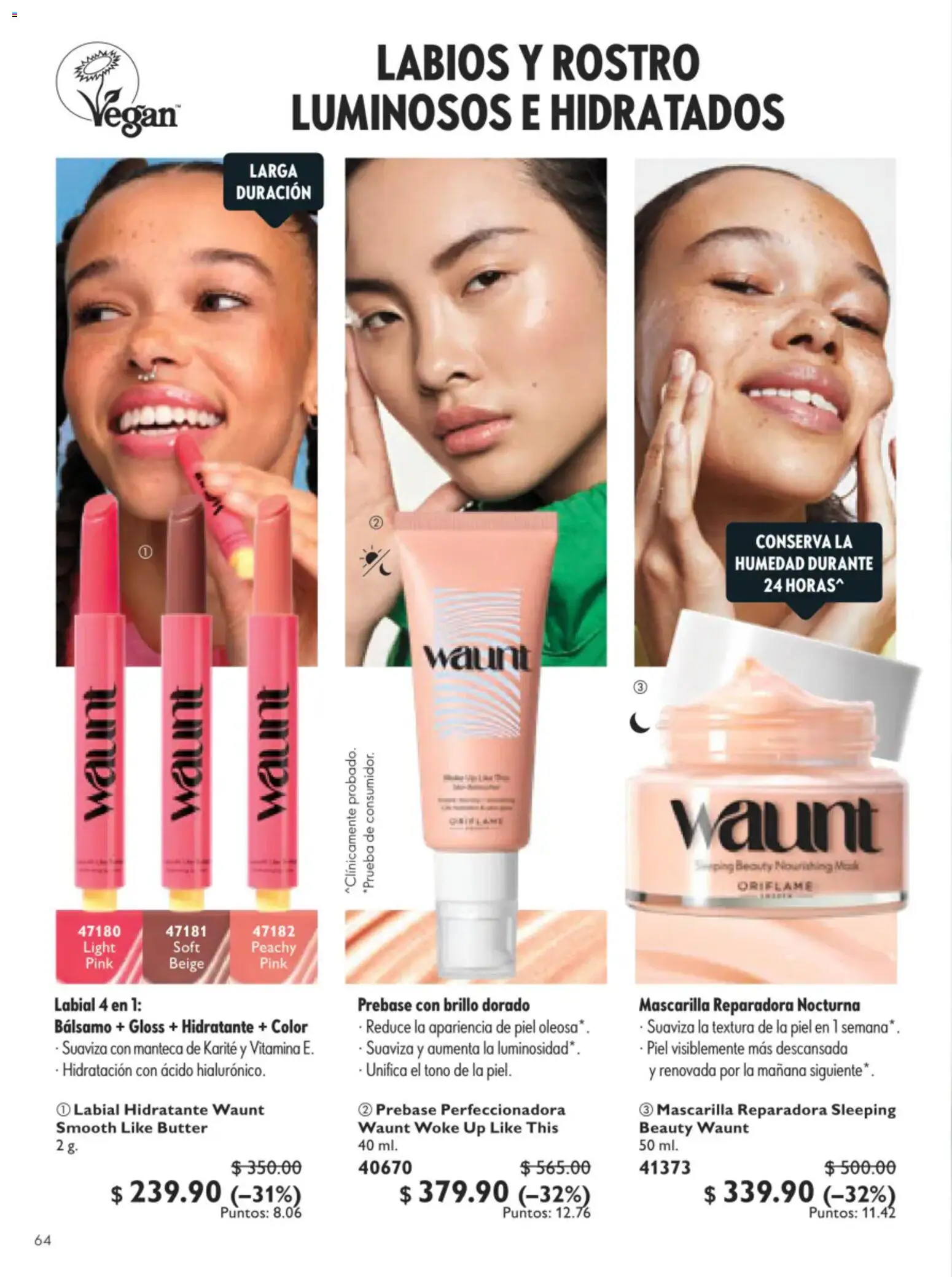 Nuevas ofertas de Oriflame válidas en toda la República Mexicana desde el 11/07/2026. ¡Encuentra las mejores ofertas en Oriflame campaña 10 2026! | Página: 64 | Productos: Brillo, Bálsamo, Mascarilla