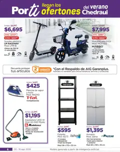 Vista previa de Chedraui folleto, nuevo folleto de la tienda, válido en México a partir del 03/08/2026 | Página: 6 | Productos: Estante, Scooter, Aspiradora, Plancha