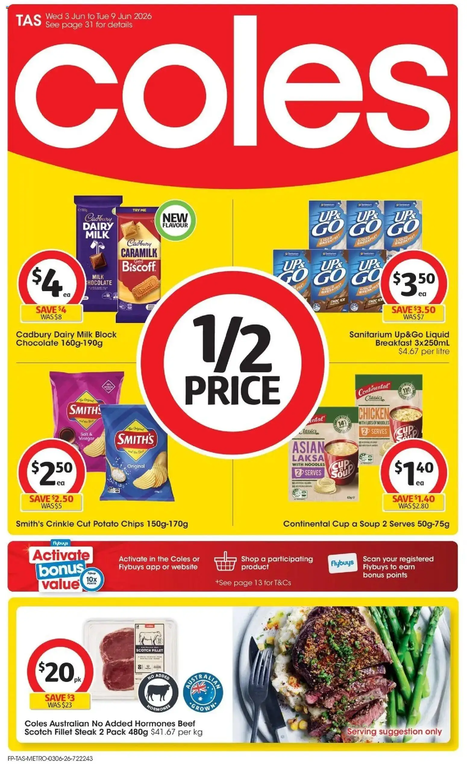 Coles catalogue - valid from 02.06.2026 | Page: 1 | Products: Dairy, Steak, Salt, Vinegar