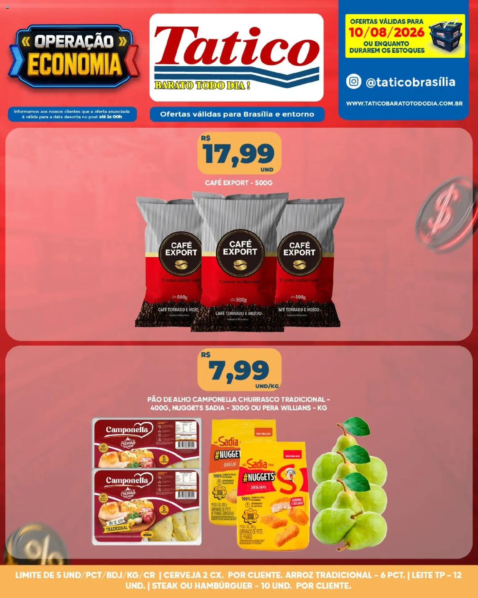 Tatico Folheto - válido de 11/08/2026 | Página: 28 | Produtos: Alho, Leite, Queijo, Hambúrguer