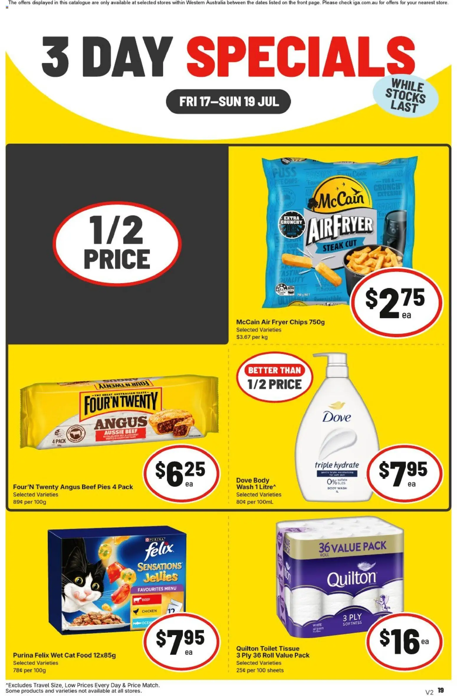IGA catalogue - valid from 17/07/2026 | Page: 3 | Products: Toilet, Chicken, Chips, Pies