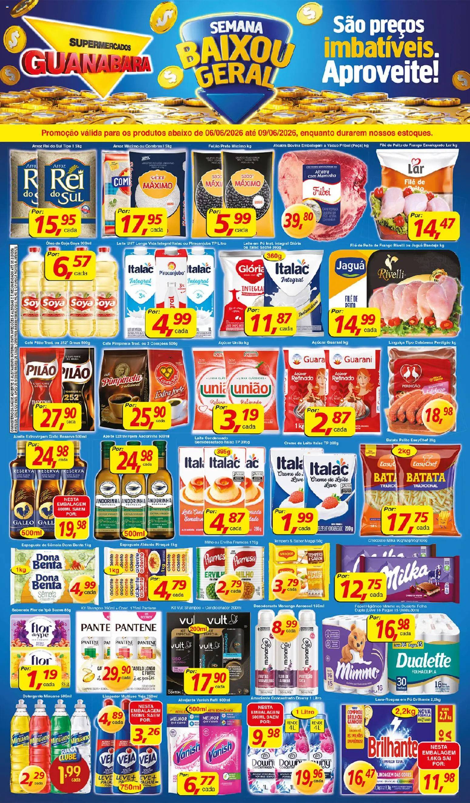 Supermercados Guanabara Folheto - válido de 06.06.2026 | Página: 1 | Produtos: Alvejante, Alcatra, Leite, Carne