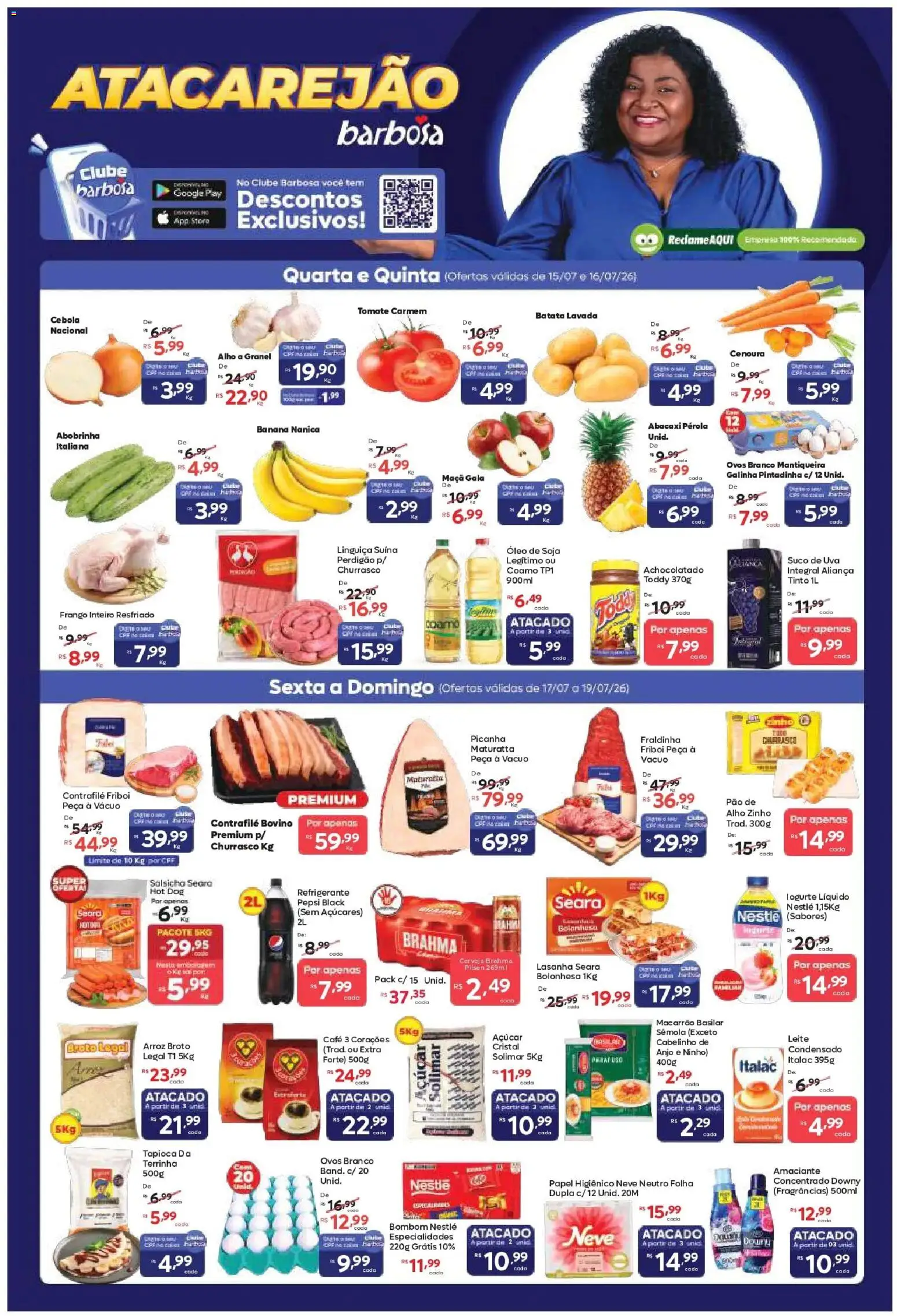 Barbosa Supermercados Folheto - válido de 15/07/2026 | Página: 1 | Produtos: Alho, Tapioca, Aliança, Leite