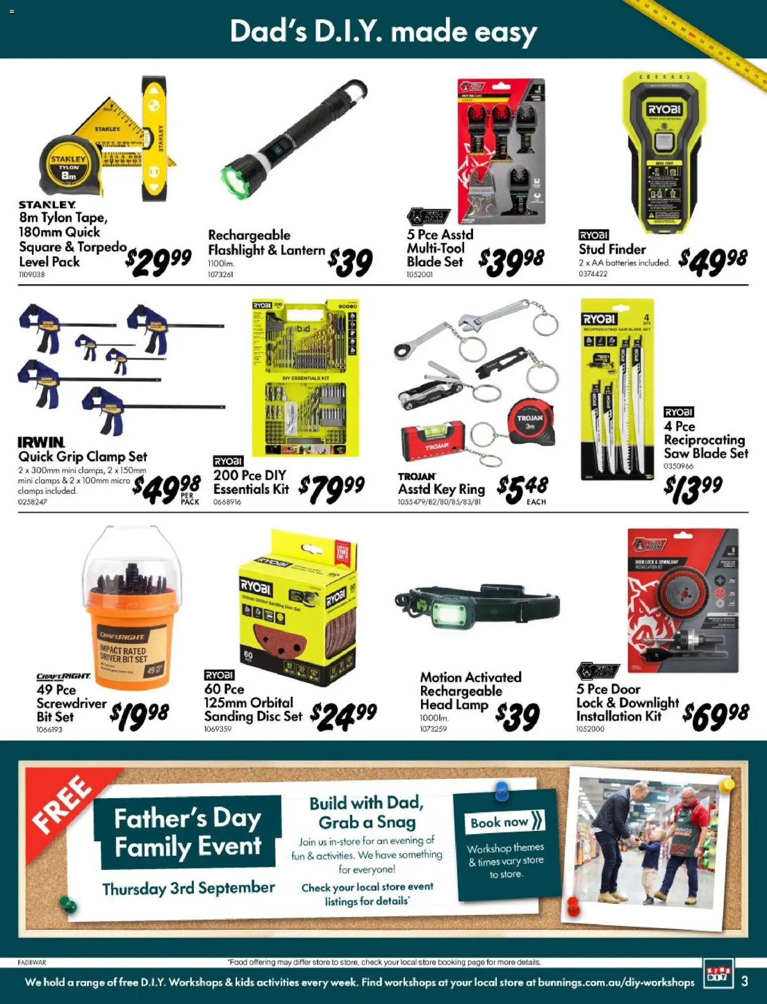 Bunnings Warehouse catalogue - valid from 12/08/2026 | Page: 3 | Products: Door, Lamp, Batteries, Flashlight