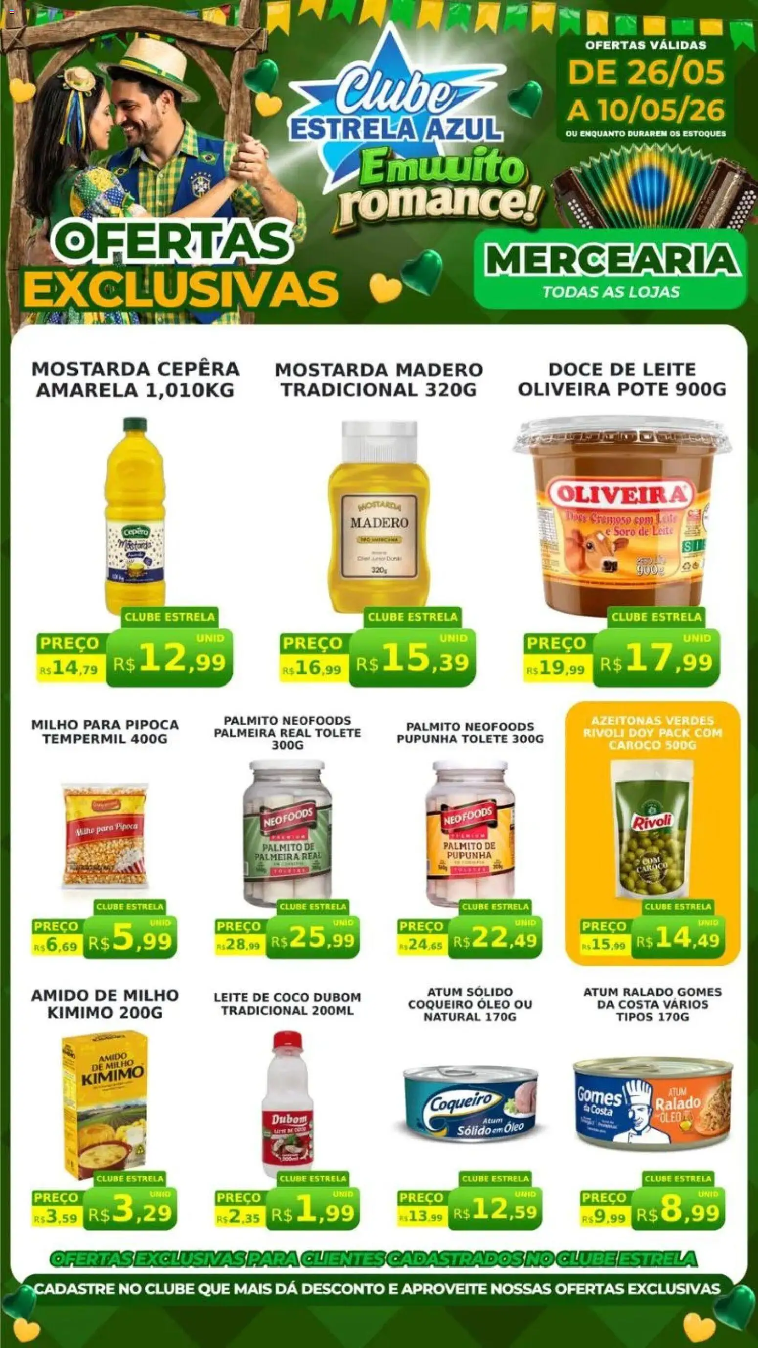 Estrela Azul Folheto - válido de 26.05.2026 | Página: 2 | Produtos: Palmito, Atum, Doce de leite, Pipoca