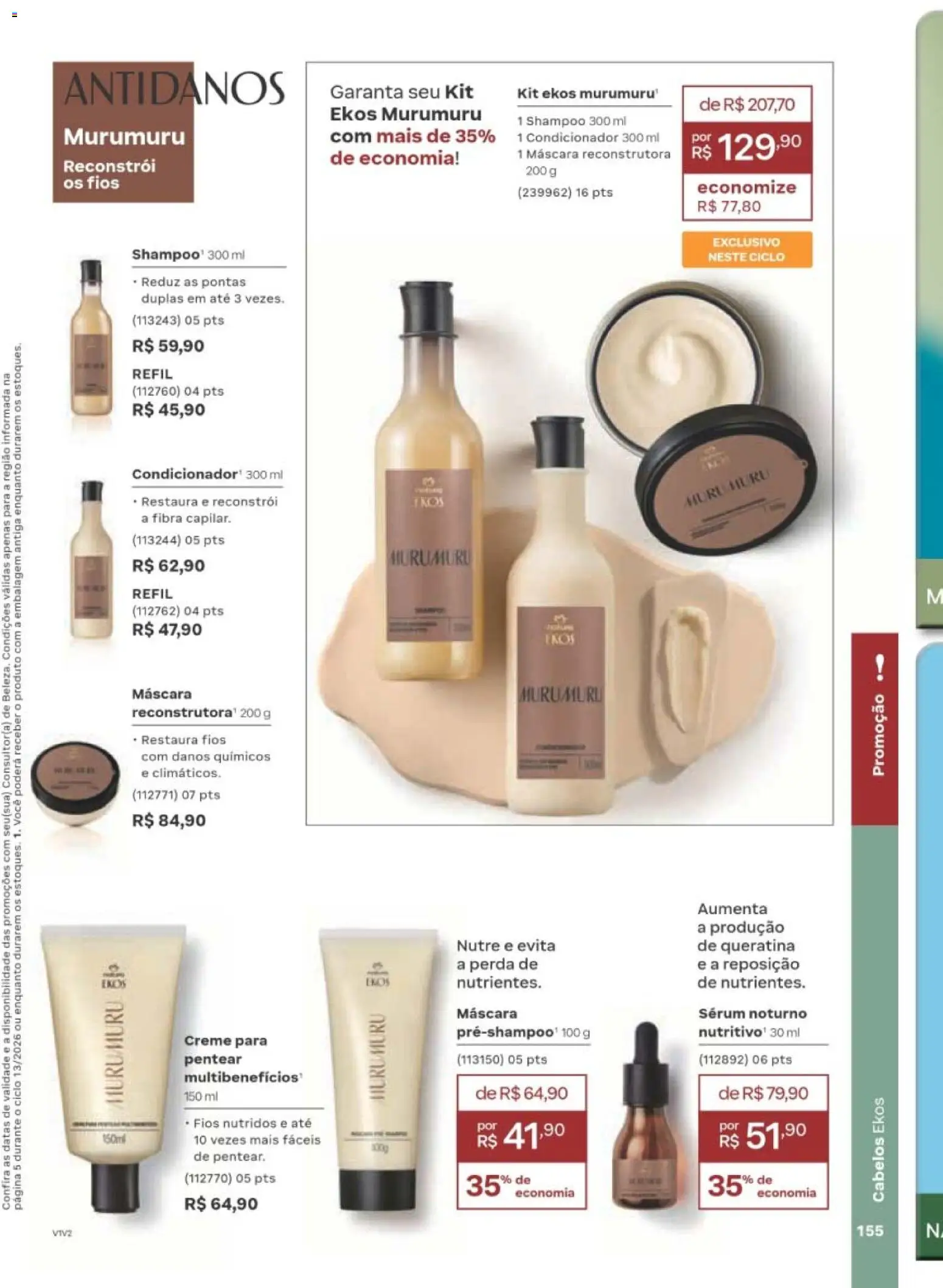 Natura Folheto - válido de 10/08/2026 | Página: 158 | Produtos: Shampoo, Condicionador, Sérum, Creme