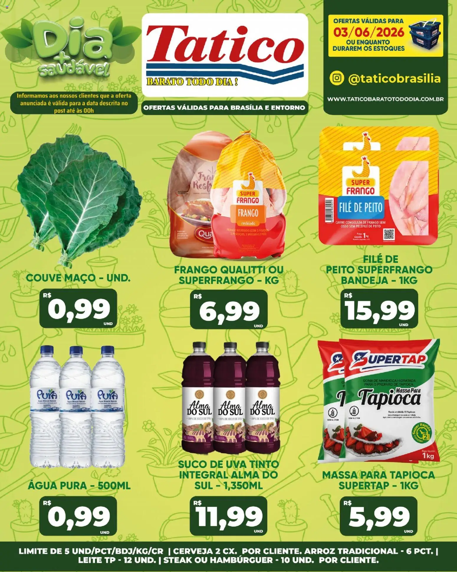 Tatico Folheto - válido de 04.06.2026 | Página: 55 | Produtos: Mandioca, Leite, Hambúrguer, Frango
