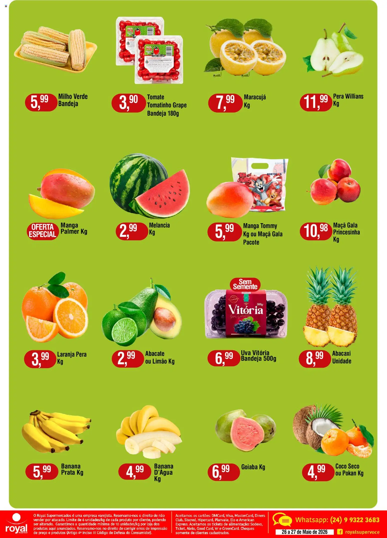 Royal Supermercados Folheto - válido de 26.05.2026 | Página: 2 | Produtos: Maracujá, Melancia, Pera, Maiô