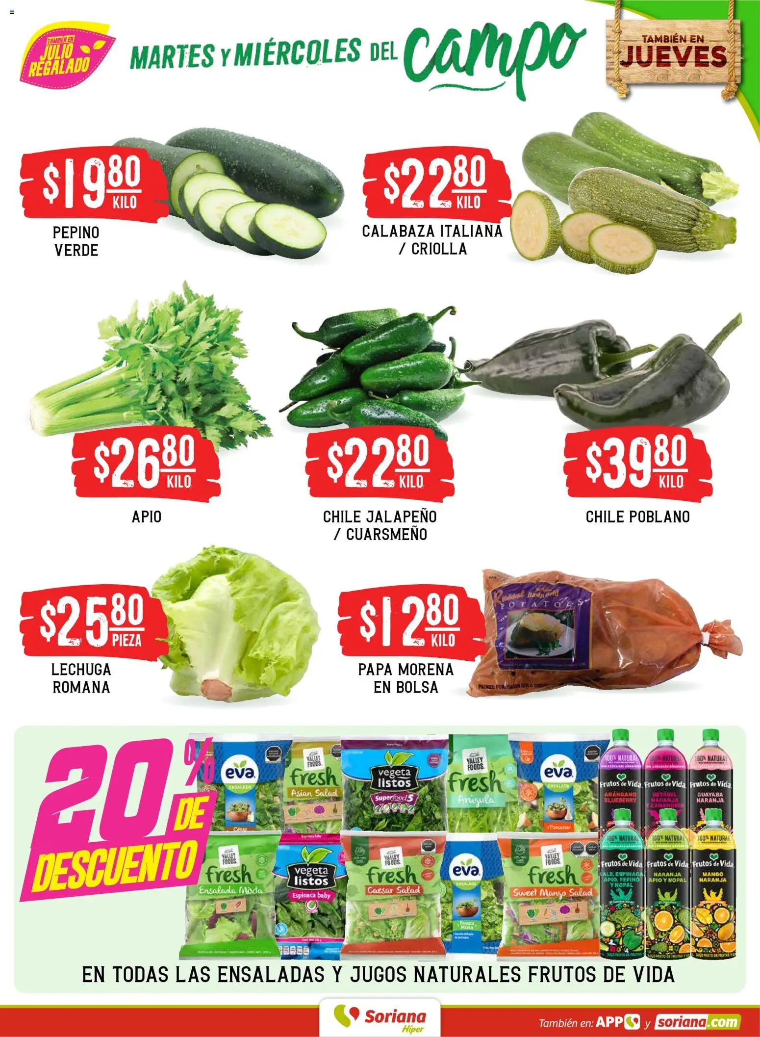 Nuevas ofertas de Soriana válidas en toda la República Mexicana desde el 30/06/2026. ¡Encuentra las mejores ofertas en Soriana Martes y Miércoles del Campo Híper: Saltillo y Torreón! | Página: 3 | Productos: Apio, Lechuga, Mango, Ensalada
