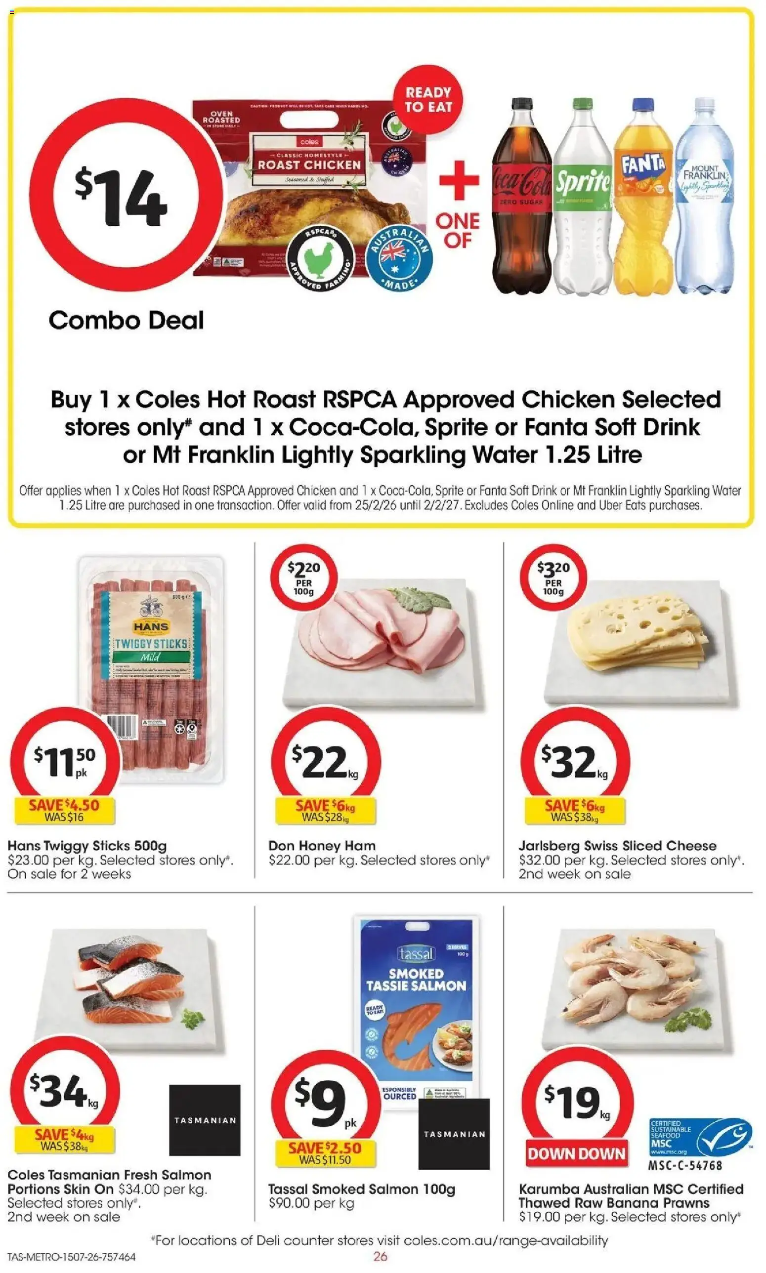 Coles catalogue - valid from 15/07/2026 | Page: 26 | Products: Ham, Chicken, Salmon, Sustainable