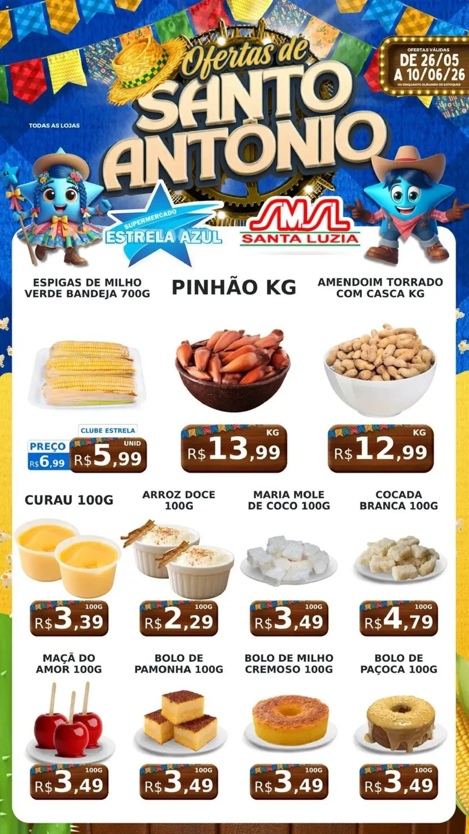 Estrela Azul Folheto - válido de 26.05.2026 | Página: 1 | Produtos: Coco, Amendoim, Arroz, Paçoca