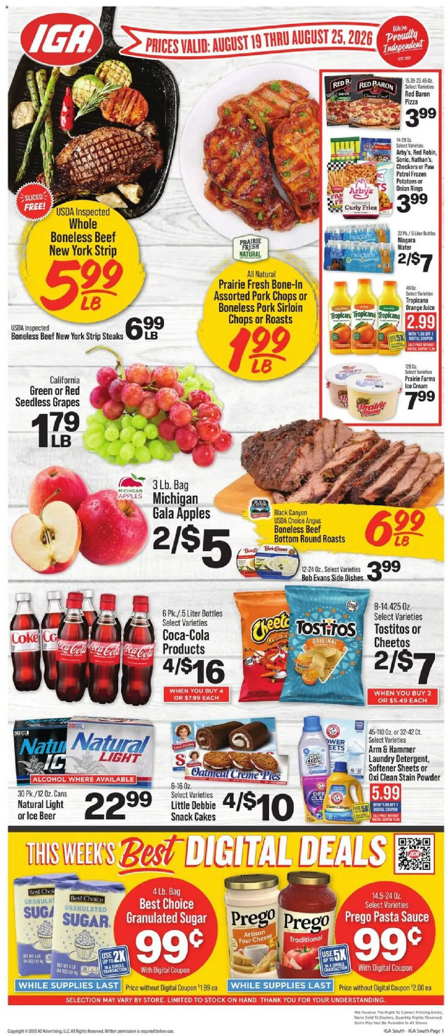 IGA Weekly Ad - valid from 08/19/2026 | Page: 1 | Products: Granulated sugar, Hammer, Ice cream, Oatmeal
