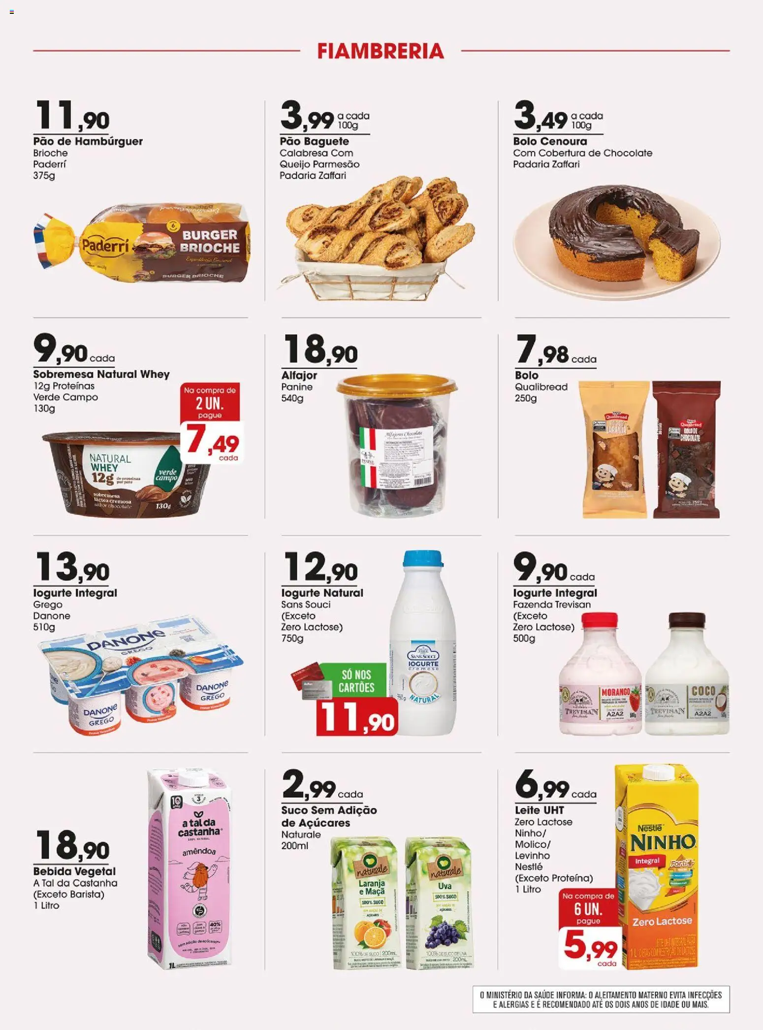 Zaffari Folheto - válido de 30/06/2026 | Página: 8 | Produtos: Queijo, Iogurte, Pão, Bolo