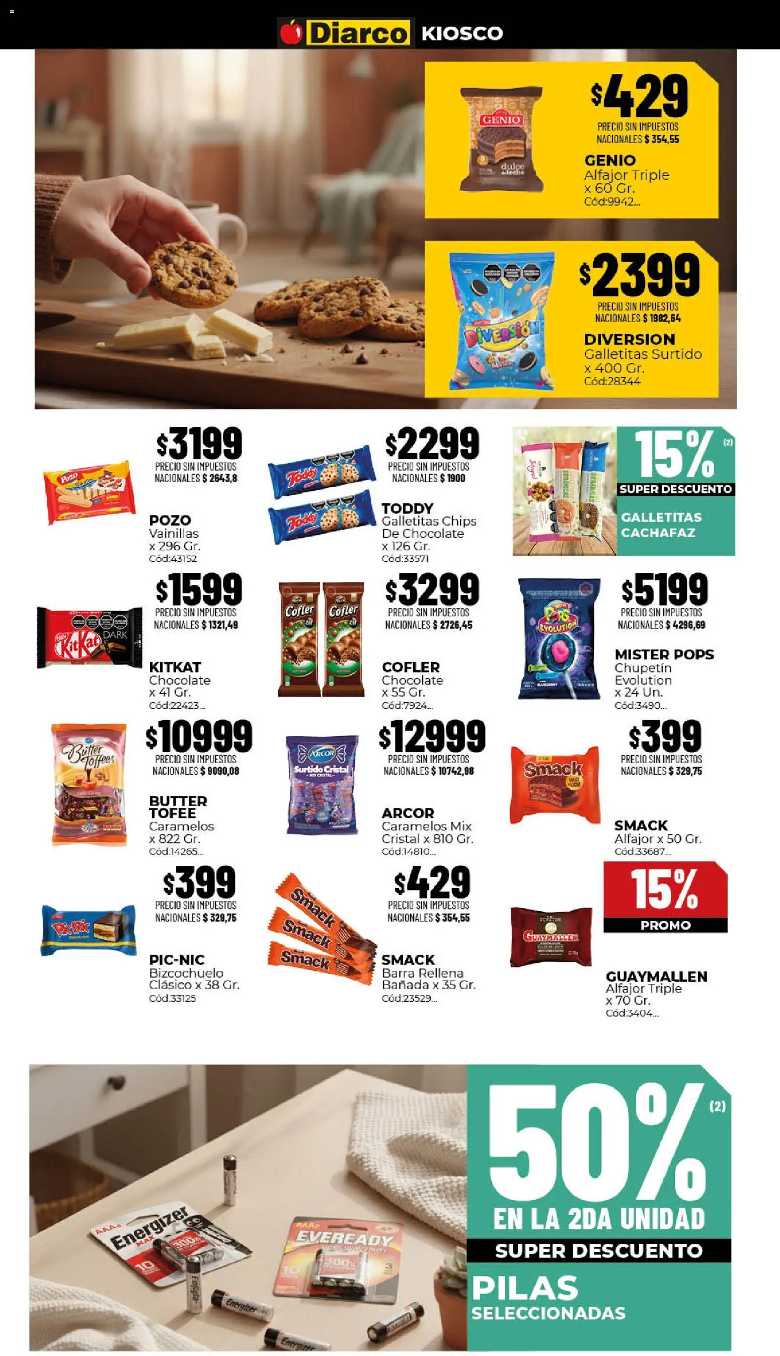 Diarco - Ofertas Sur │ válido desde el 10/08/2026 | Página: 6 | Productos: Galletitas, Pilas, Dulce, Chocolate