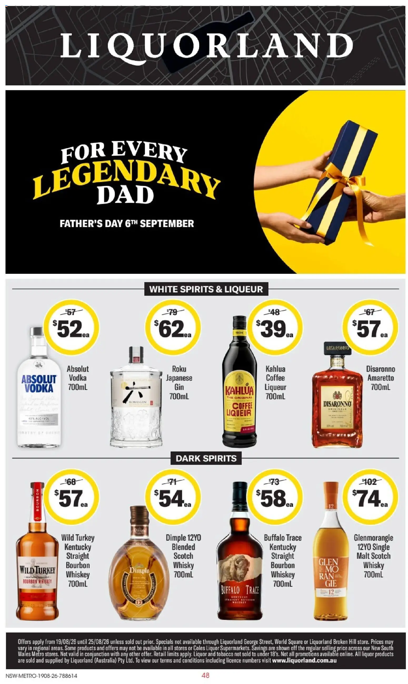 Liquorland catalogue - valid from 19/08/2026 | Page: 1 | Products: Amaretto, Bourbon, Whiskey, Turkey