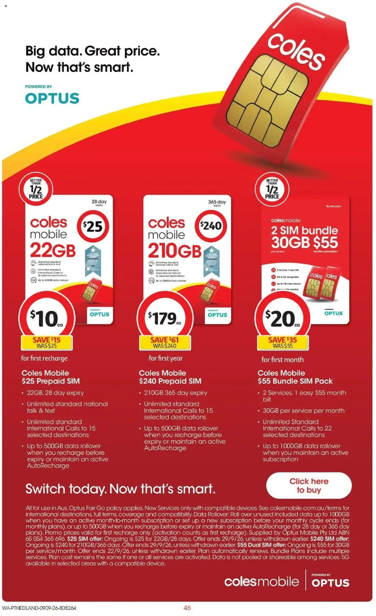 ﻿Coles catalogue valid from 09/09/2026 > Online Australia | Page: 46 | Products: Mobile