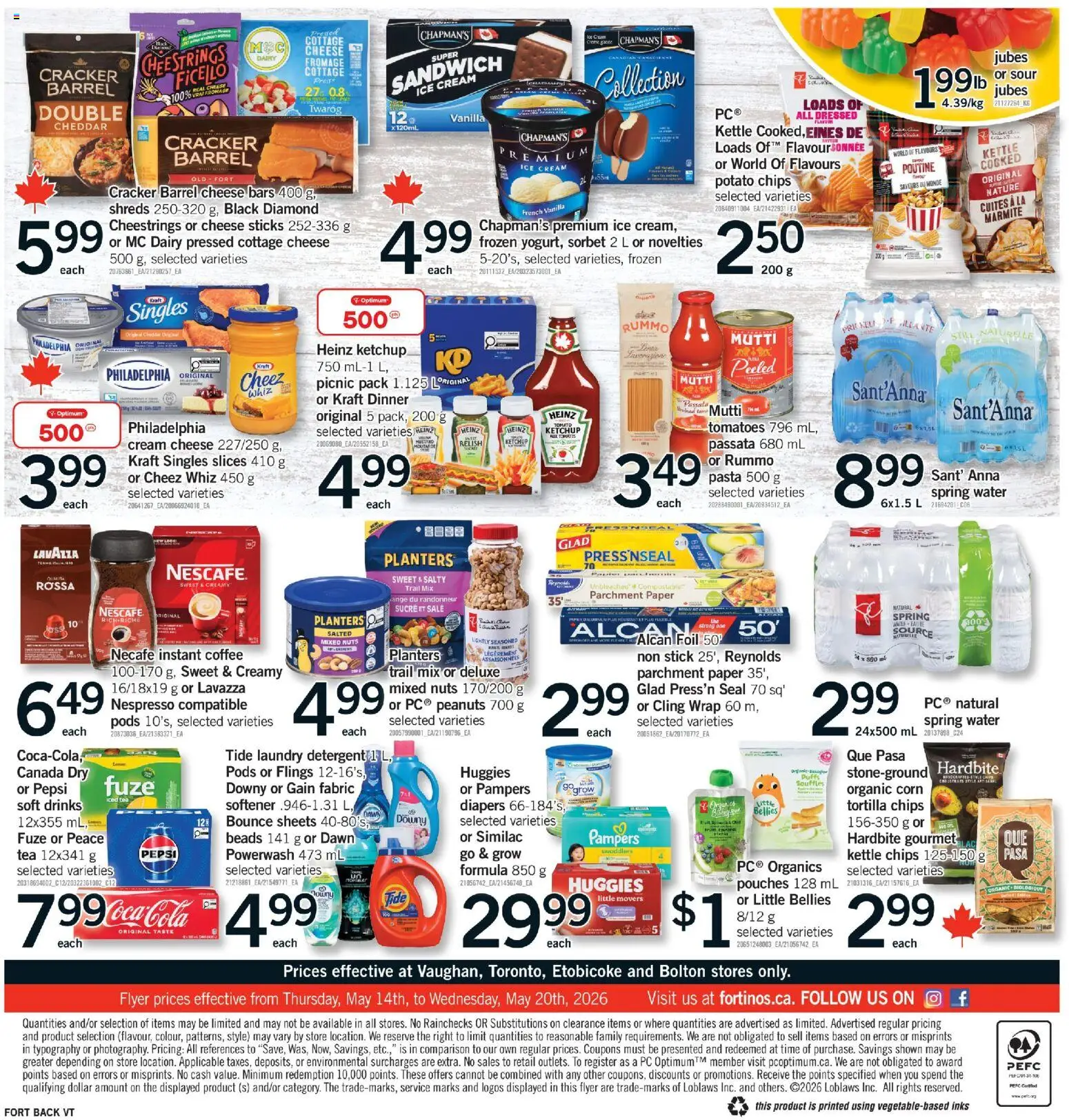 Fortinos flyer valid from 14.05.2026 | Page: 2 | Products: Tea, Cottage cheese, Detergent, Tomatoes