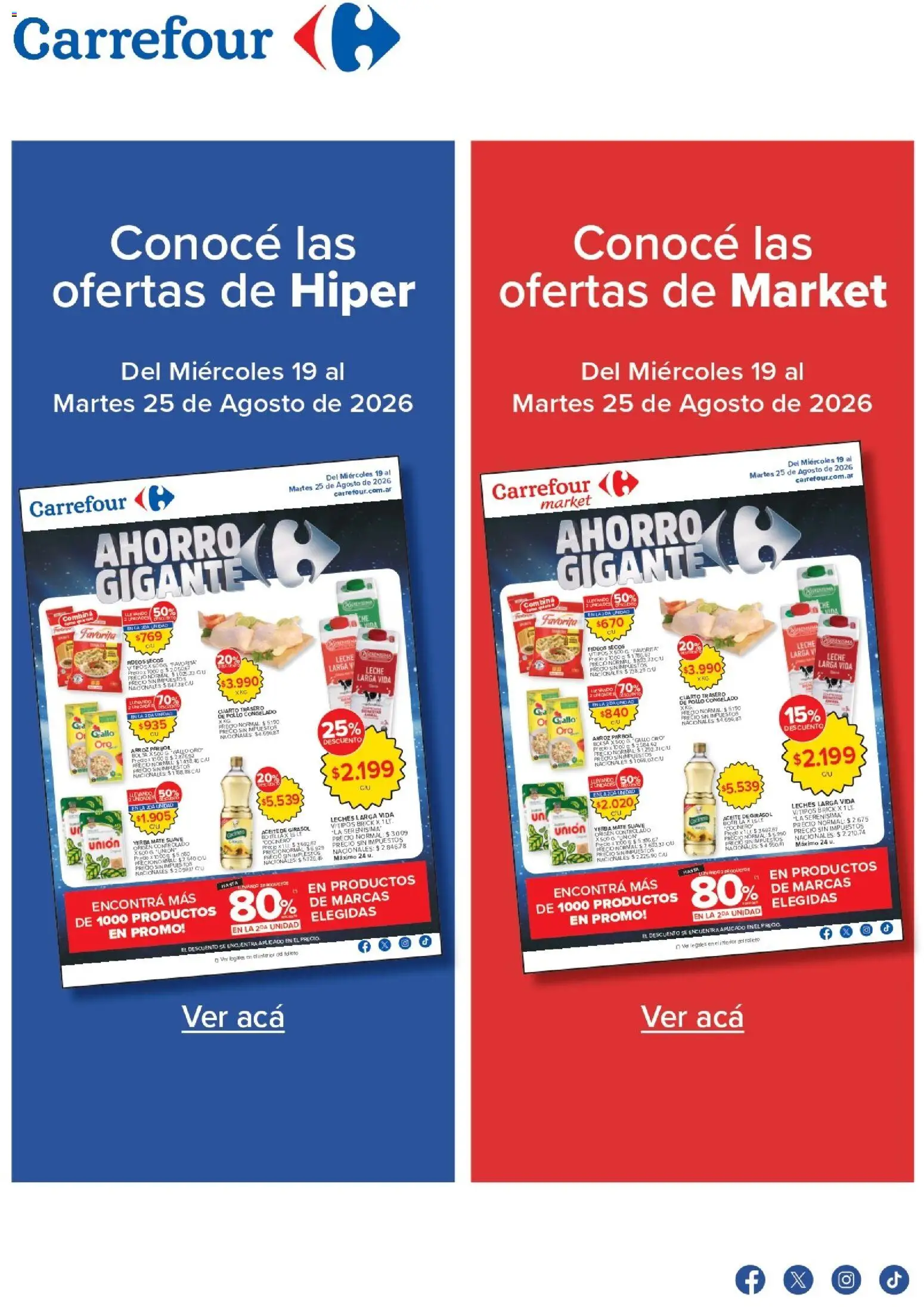 Carrefour ofertas │ válido desde el 19/08/2026 | Página: 1 | Productos: Bolsa, Yerba, Aceite de girasol, Fideos