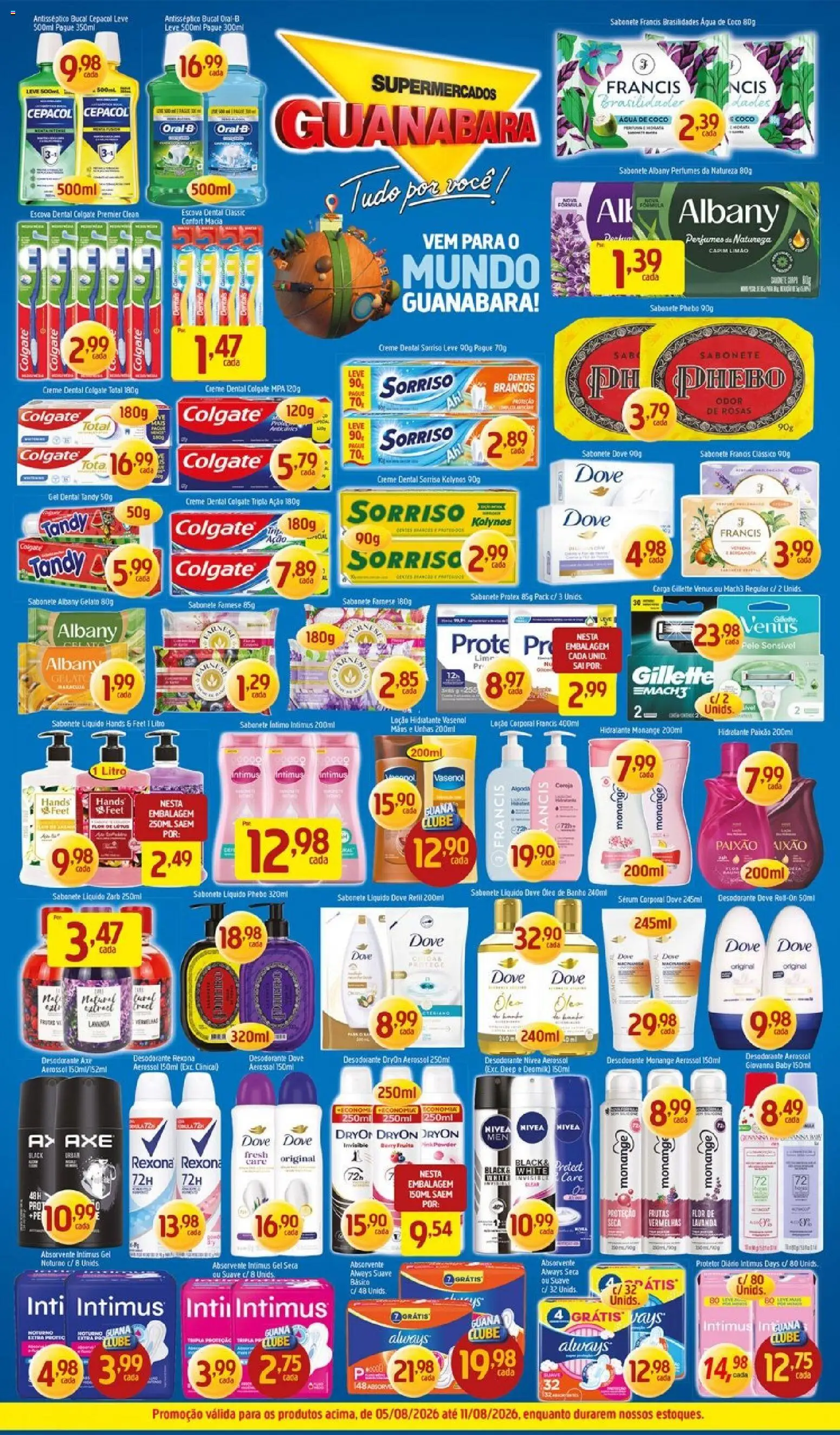 Supermercados Guanabara Folheto - válido de 05/08/2026 | Página: 6 | Produtos: Creme dental colgate total, Coco, Desodorante, Absorvente