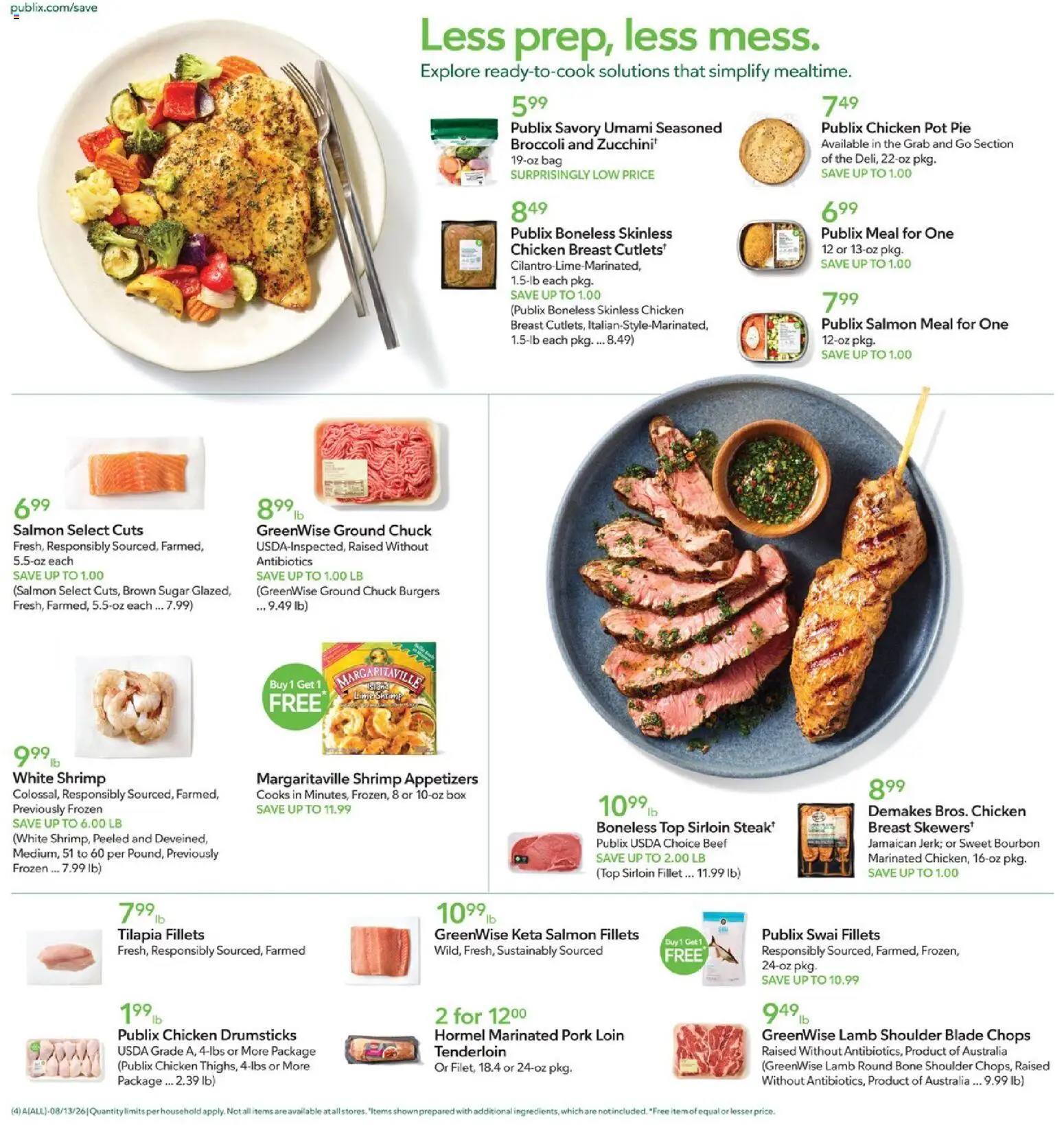 Publix Weekly Ad - valid from 08/12/2026 | Page: 4 | Products: Broccoli, Box, Beef, Salmon