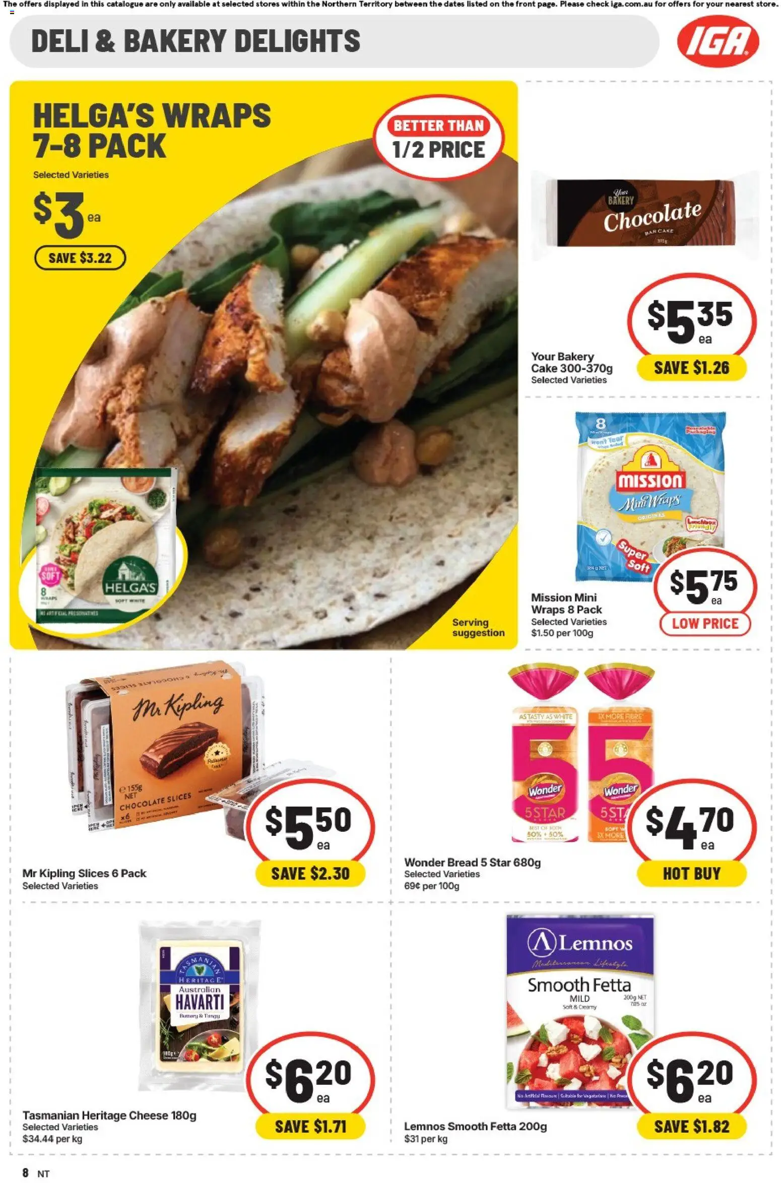 IGA catalogue - valid from 12/08/2026 | Page: 8 | Products: Cheese, Bread, Chocolate, Cake