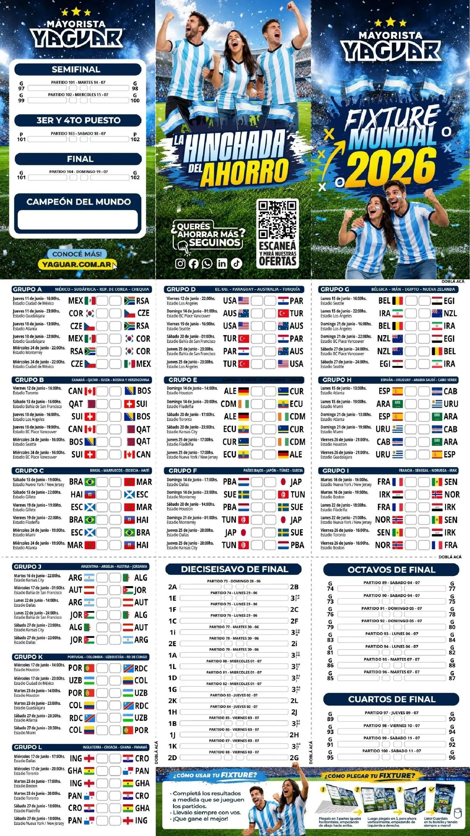 Yaguar - Mate en mano, fixture listo. Descargalo acá Parque Chacabuco │ válido desde el 11.06.2026 | Página: 1
