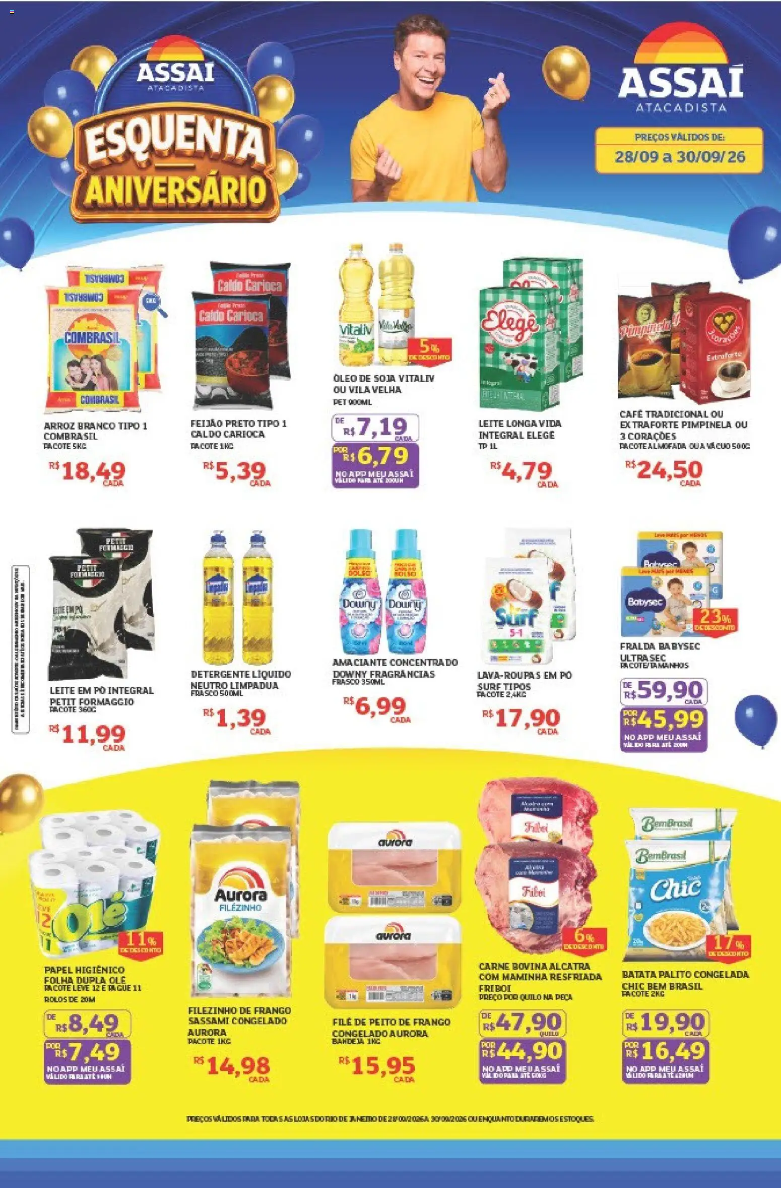 Assaí Atacadista Folheto - válido de 28/09/2026 | Página: 1 | Produtos: Leite longa vida, Papel higiênico, Leite em pó, Peito de frango