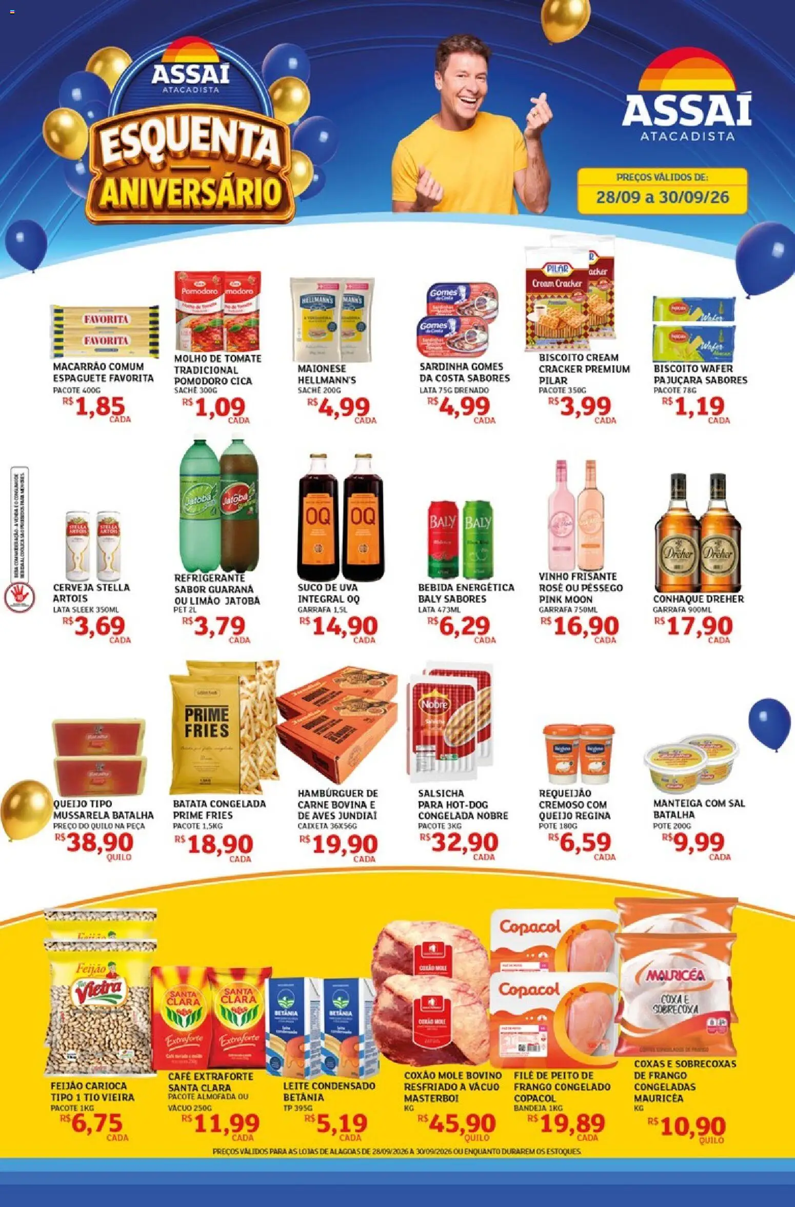 Assaí Atacadista Folheto - válido de 28/09/2026 | Página: 1 | Produtos: Feijão, Bebida energética, Almofada, Leite