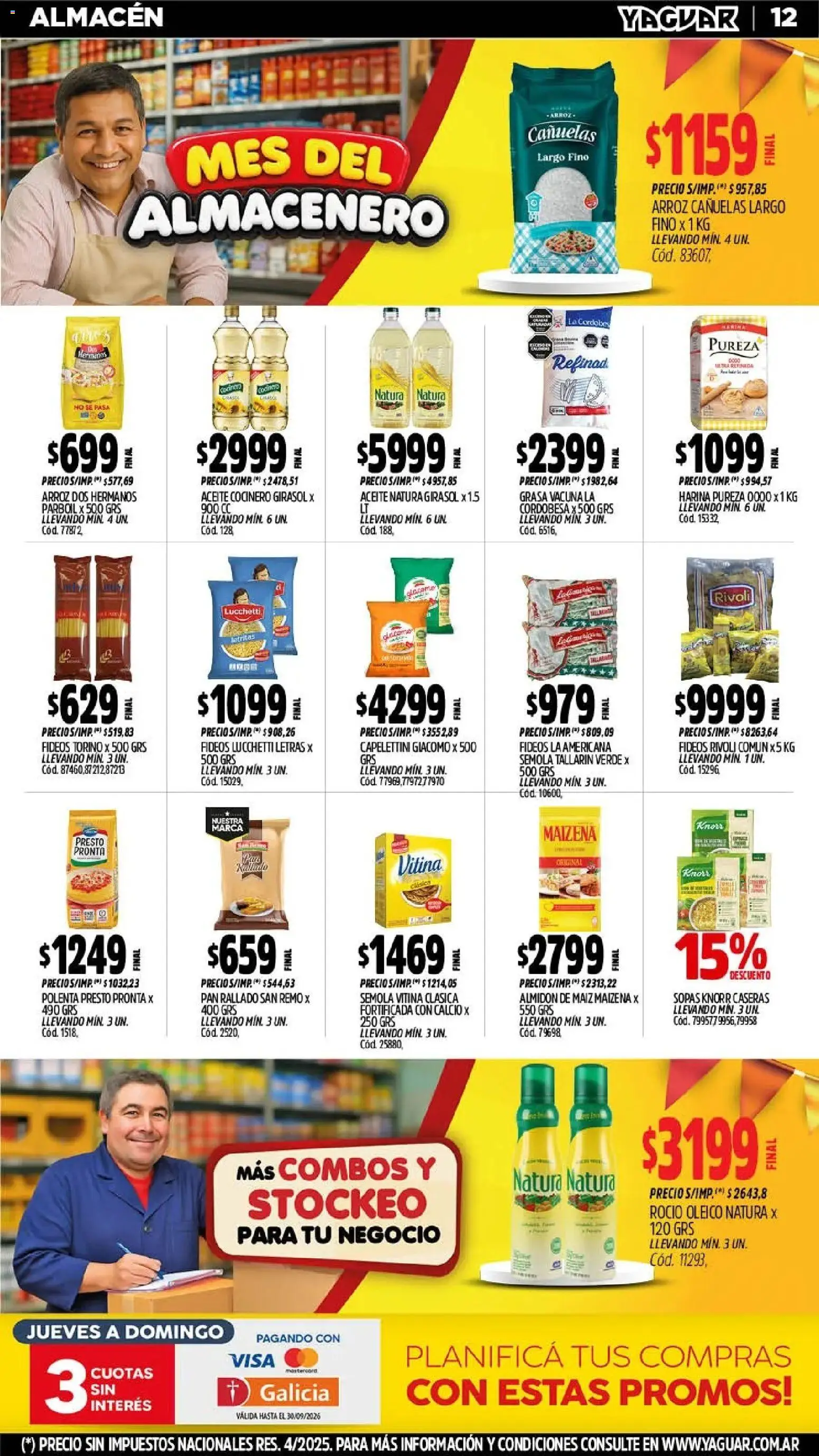 Yaguar - Oferta Semanal Salta │ válido desde el 28/09/2026 | Página: 13 | Productos: Harina, Sémola, Fideos, Pan rallado