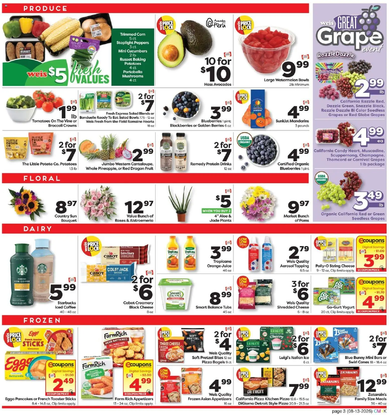 Weis Weekly Circular - MD - valid from 08/13/2026 | Page: 6 | Products: Mushrooms, Candy, Pizza, Grapes