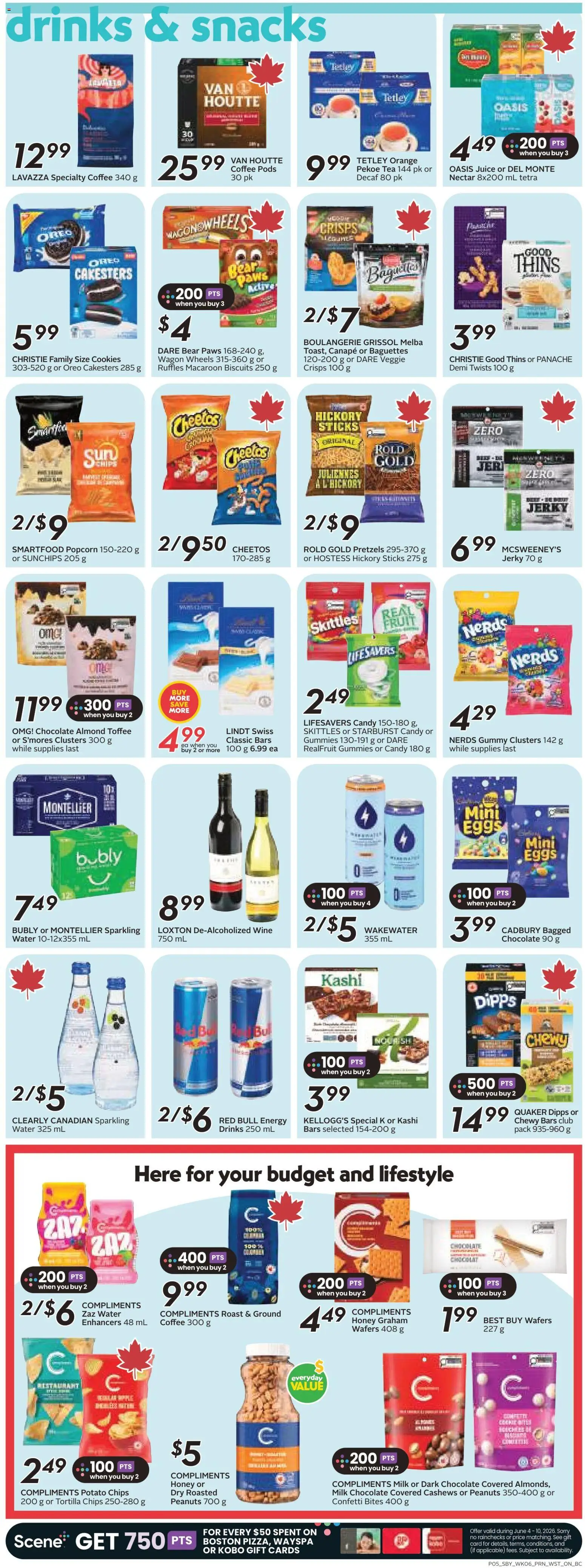 Safeway flyer valid from 04.06.2026 | Page: 8 | Products: Tea, Cookies, Milk, Chocolate